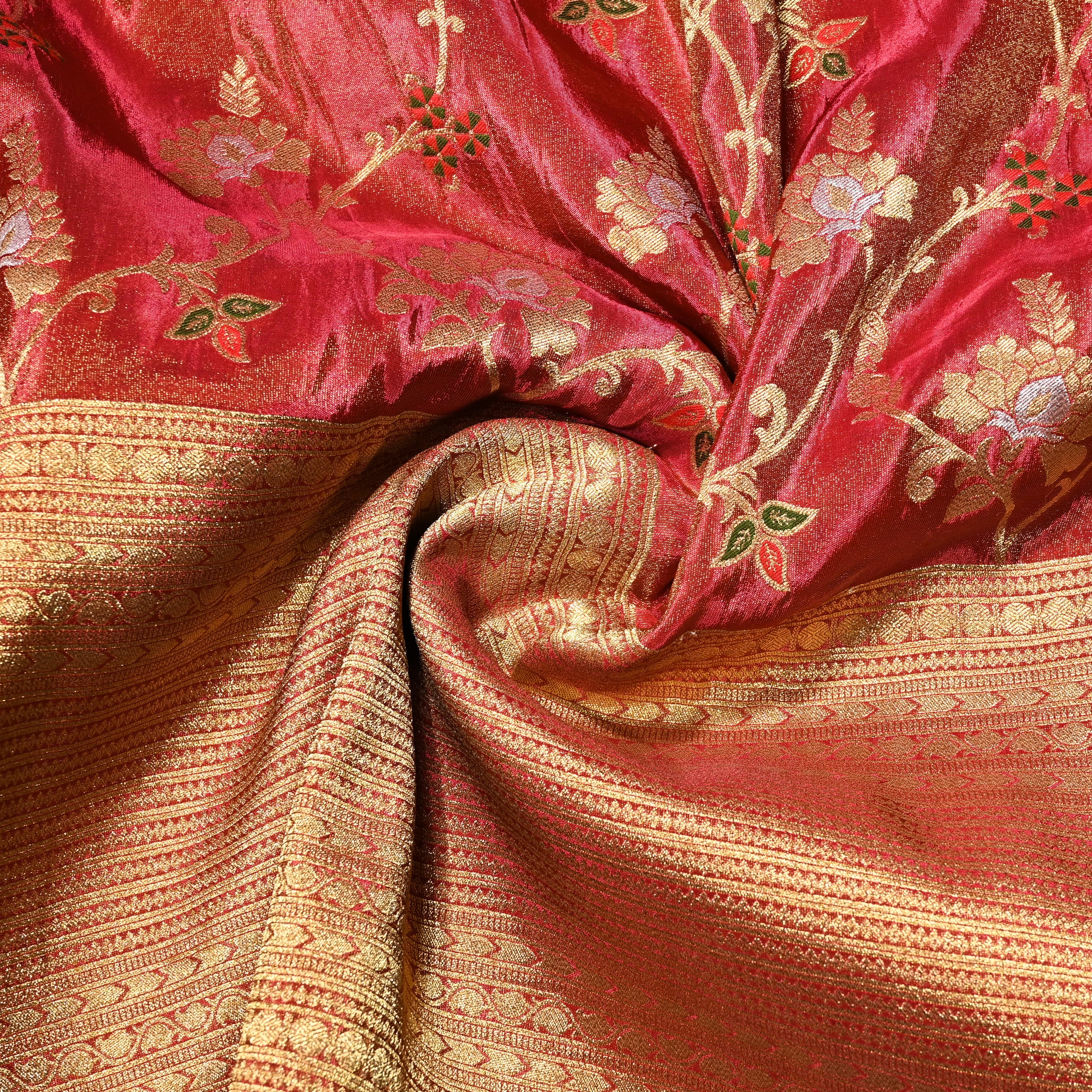 Brown Sienna Banarasi Fabric With Zari Border