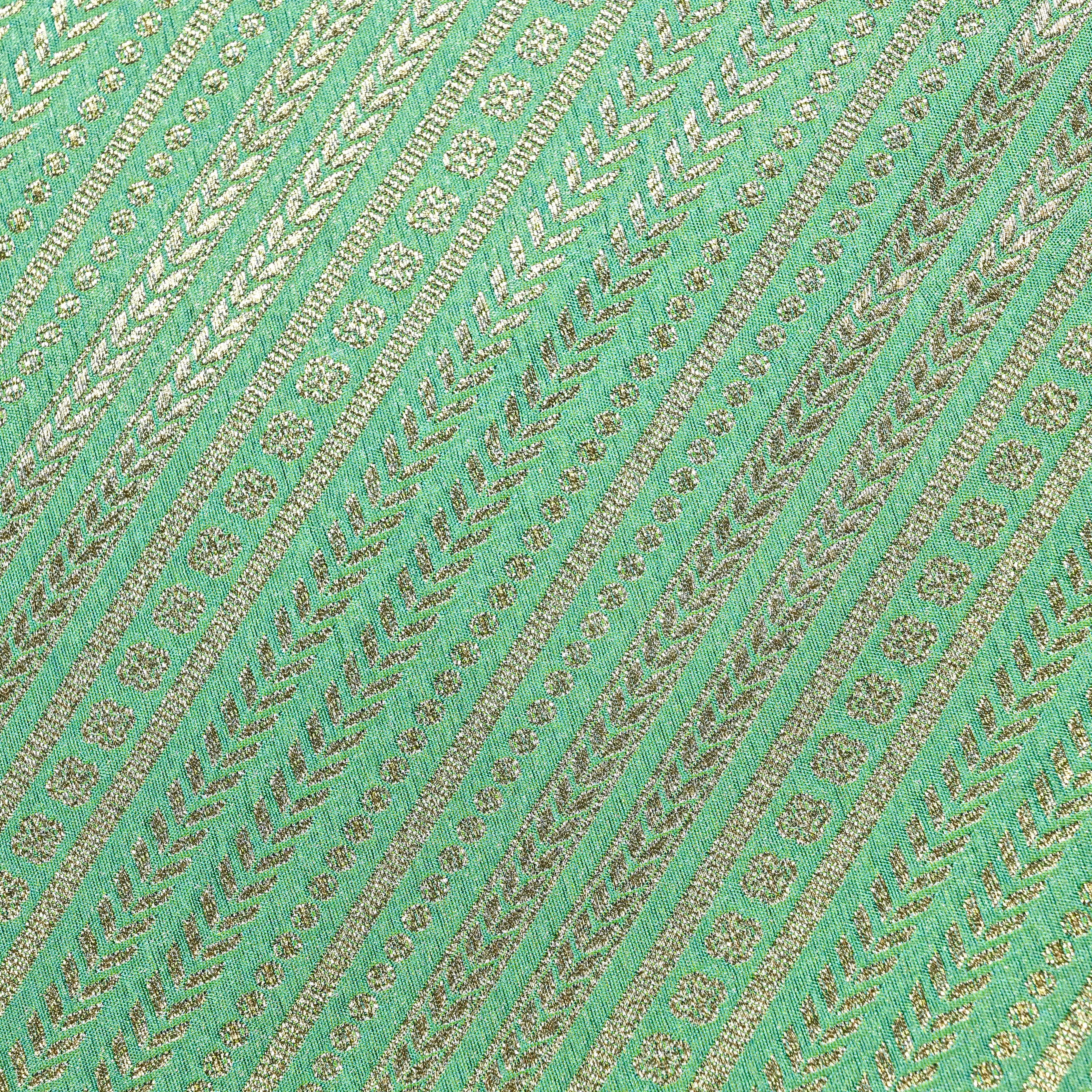 Pista Green Jamawar Silk Fabric Diagonal Stripes