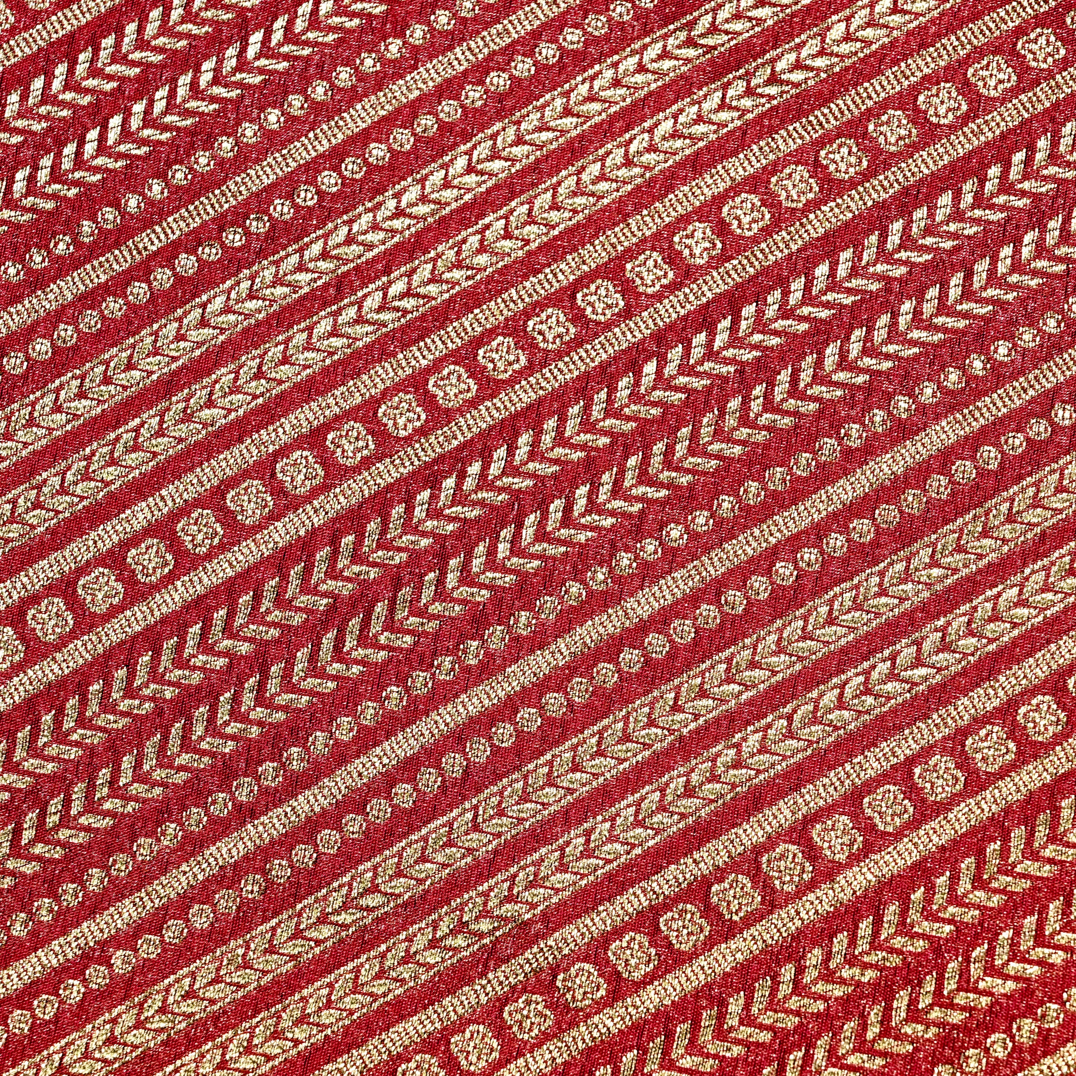 Maroon Jamawar Silk Fabric With Diagonal Strips
