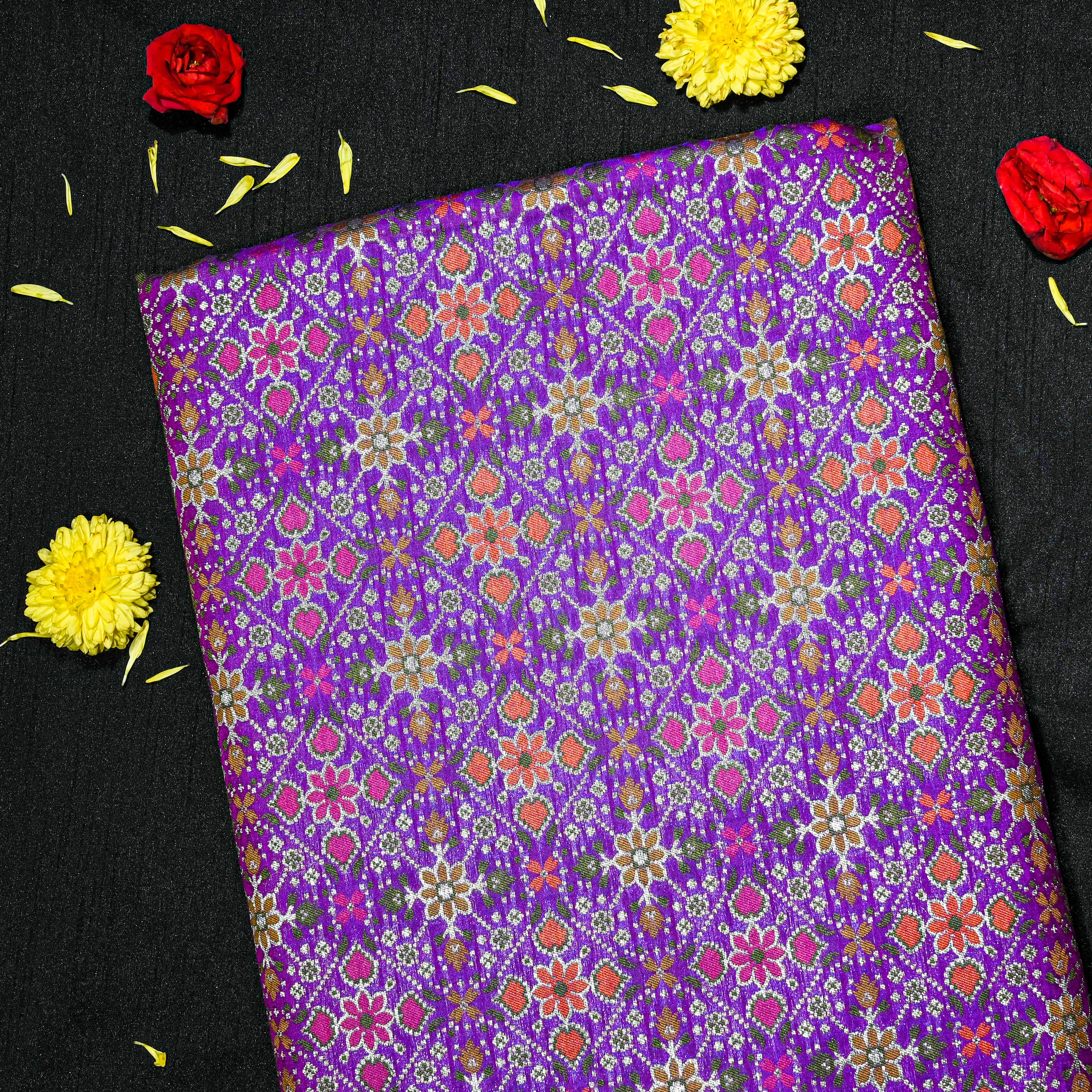 Purple Banaras Fabric With Meenakari Border