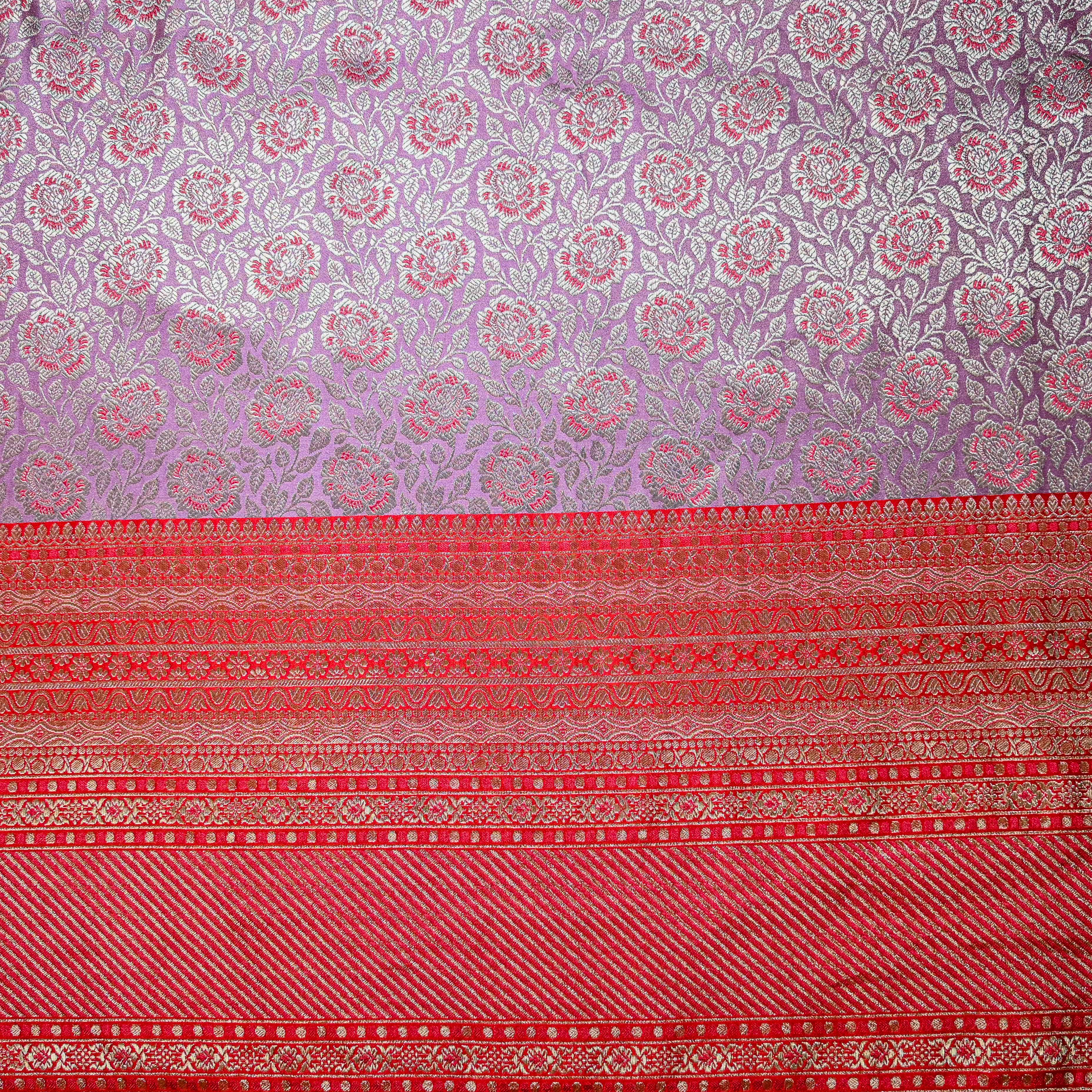 Lilac Banaras Fabric With Contrast Border