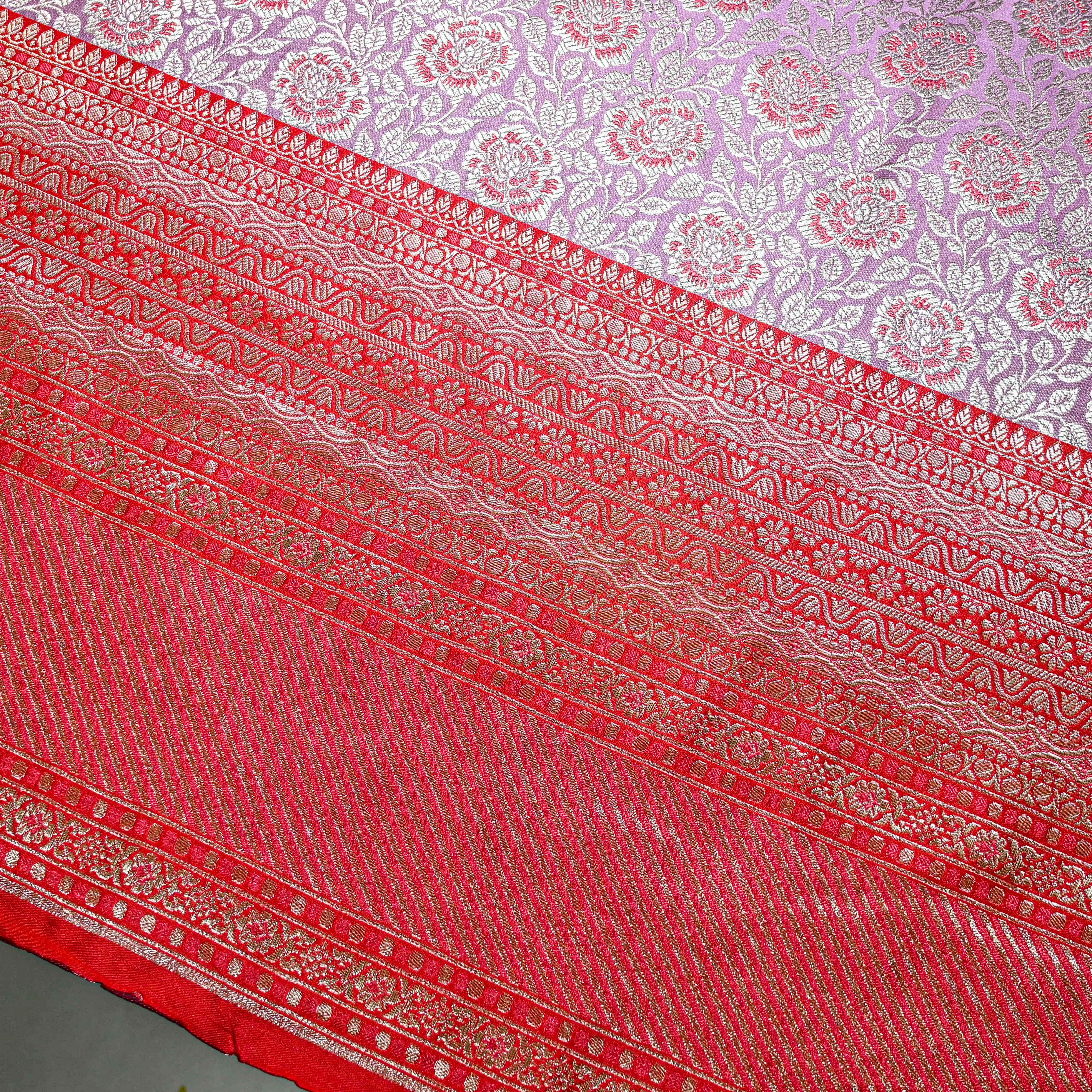 Lilac Banaras Fabric With Contrast Border
