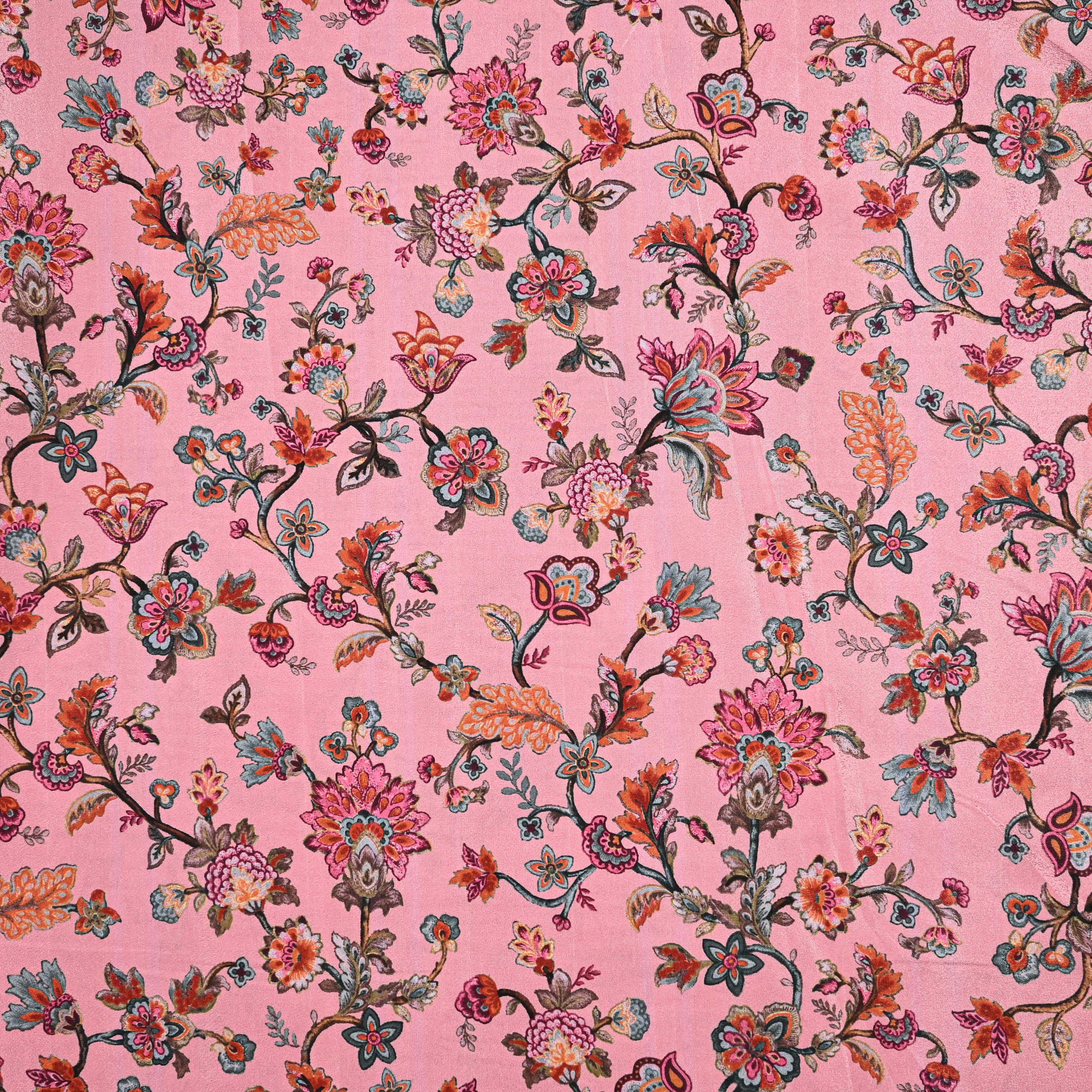 Pastel Pink Silk Printed Fabric