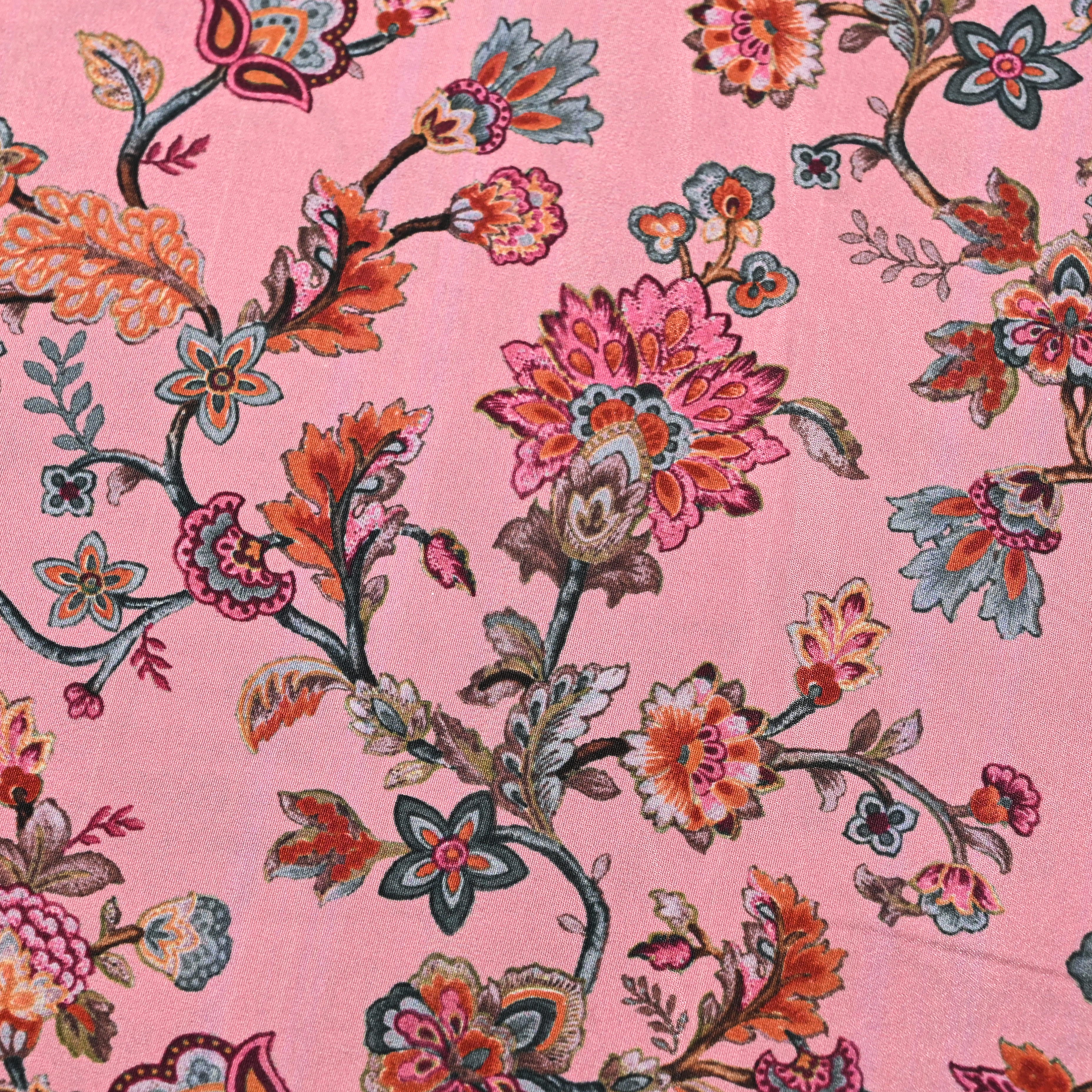 Pastel Pink Silk Printed Fabric