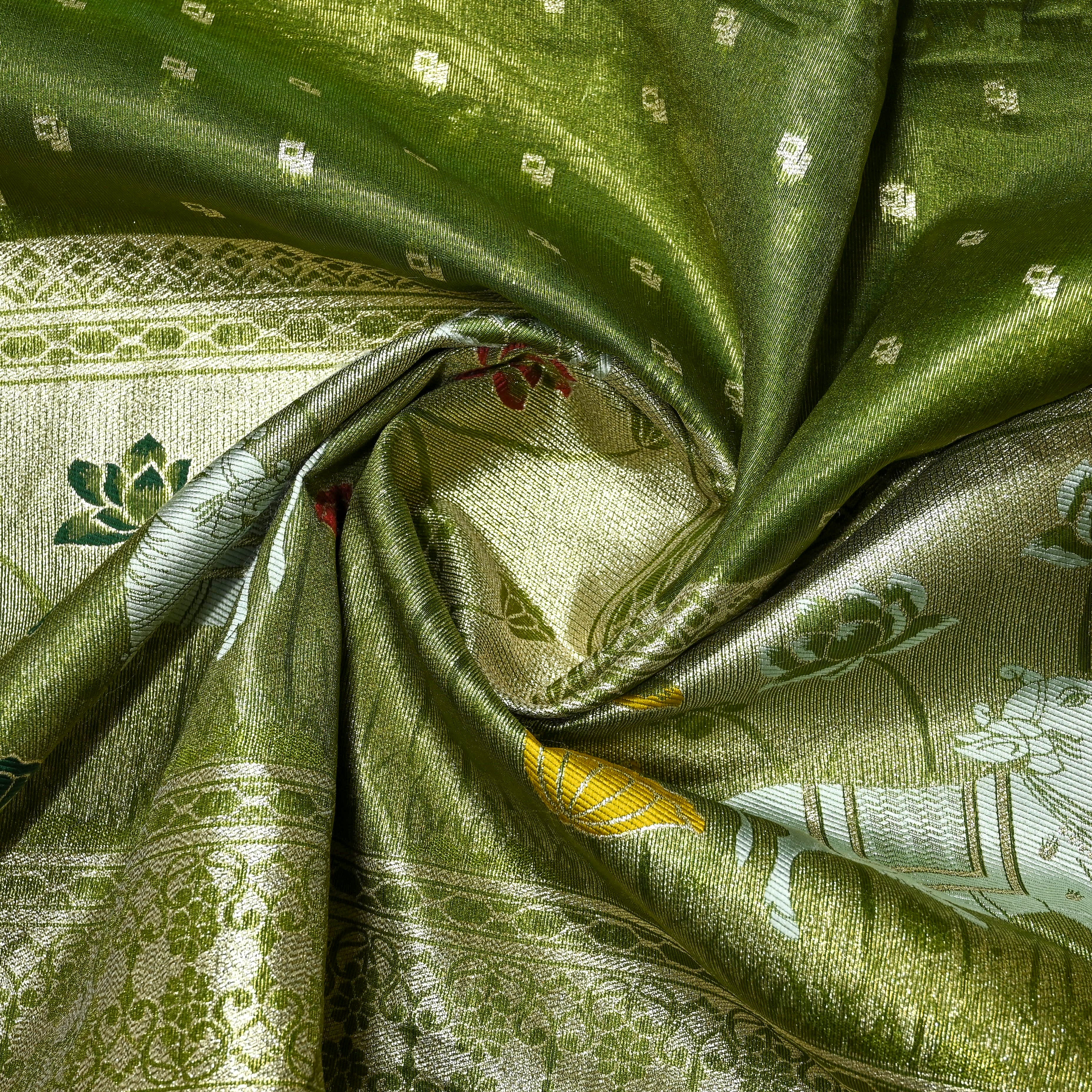 Mehandi Green Dola Silk With Pichwai Border
