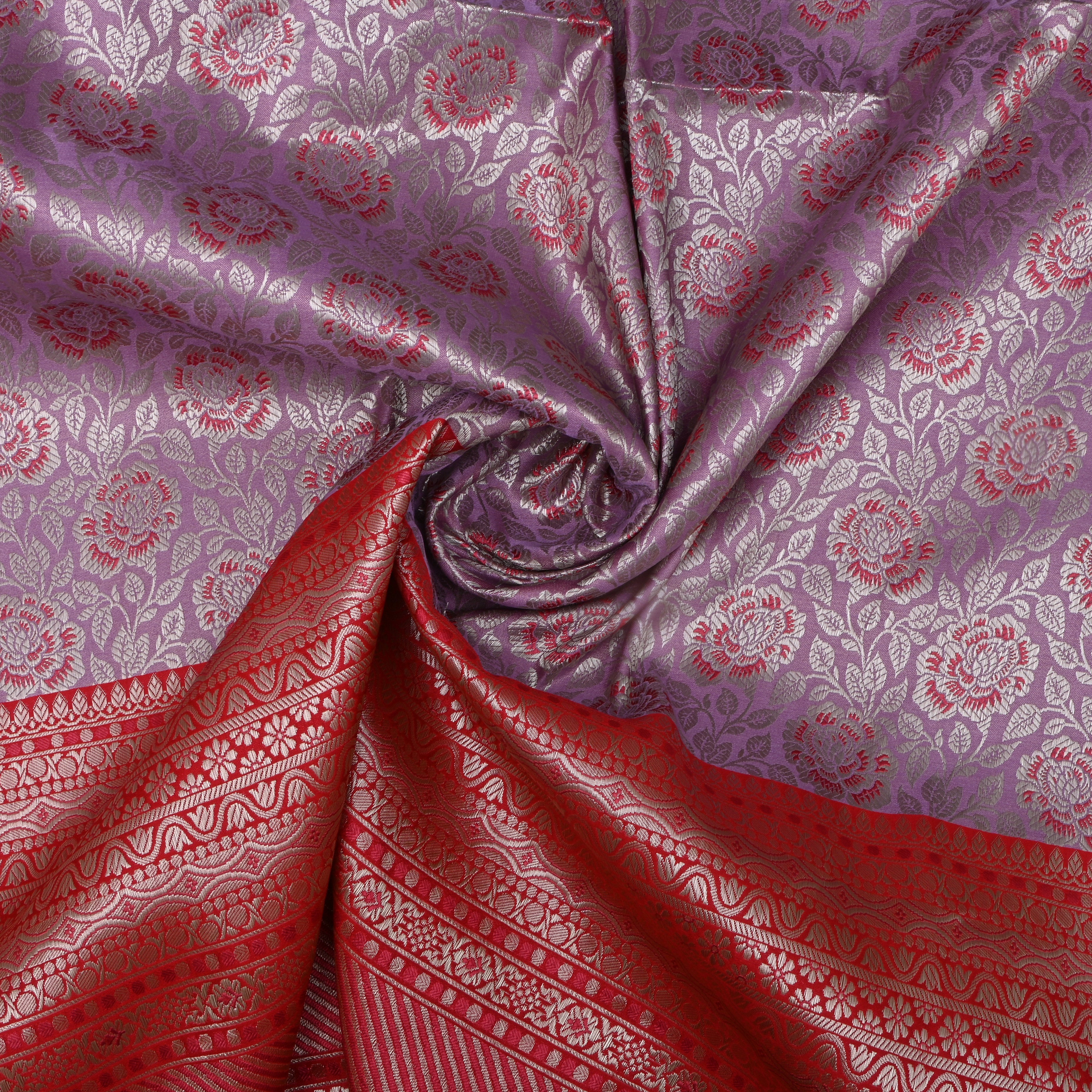 Lilac Banarasi Fabric With Contrast Border