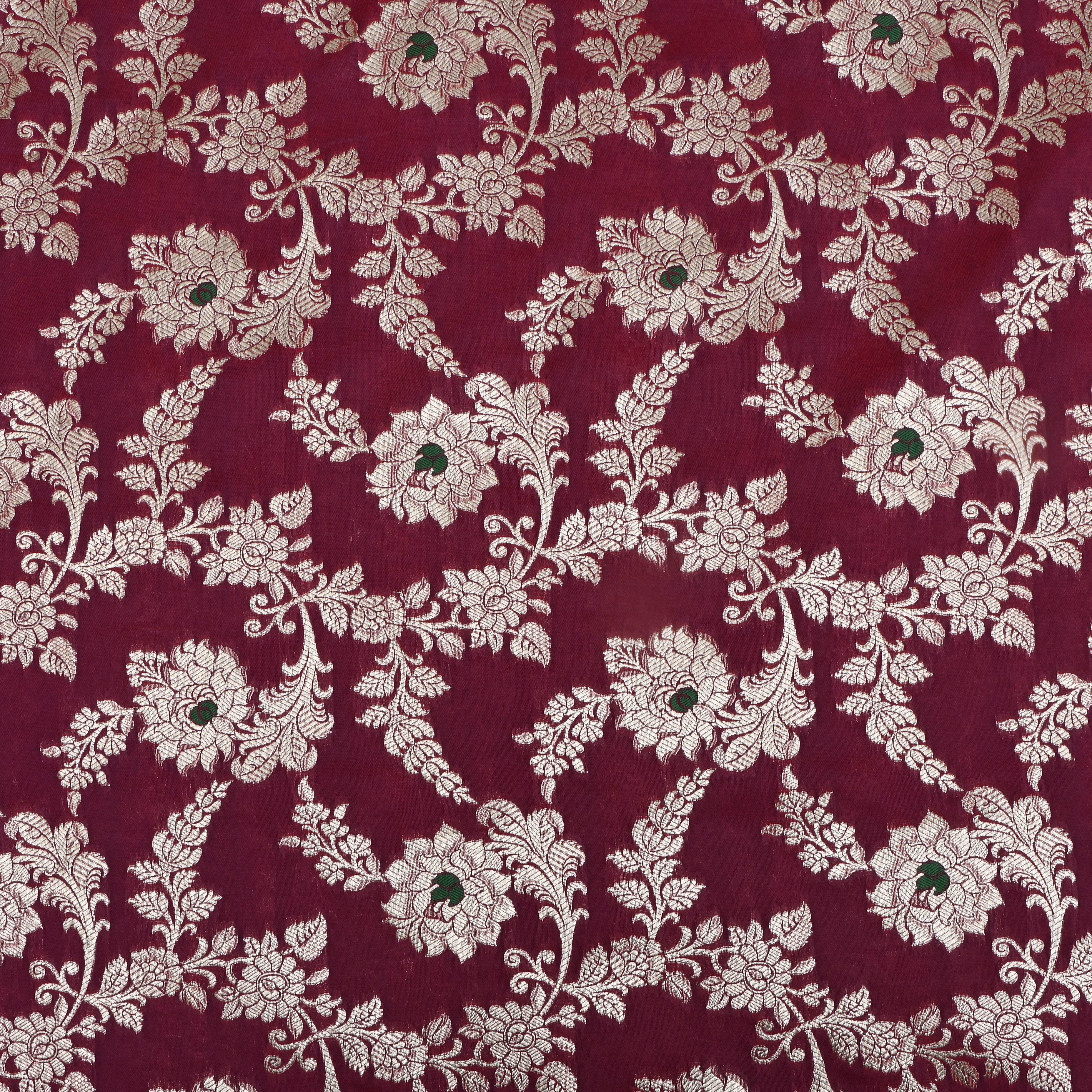Magenta Purple Banarasi Fabric With Floral Jaal