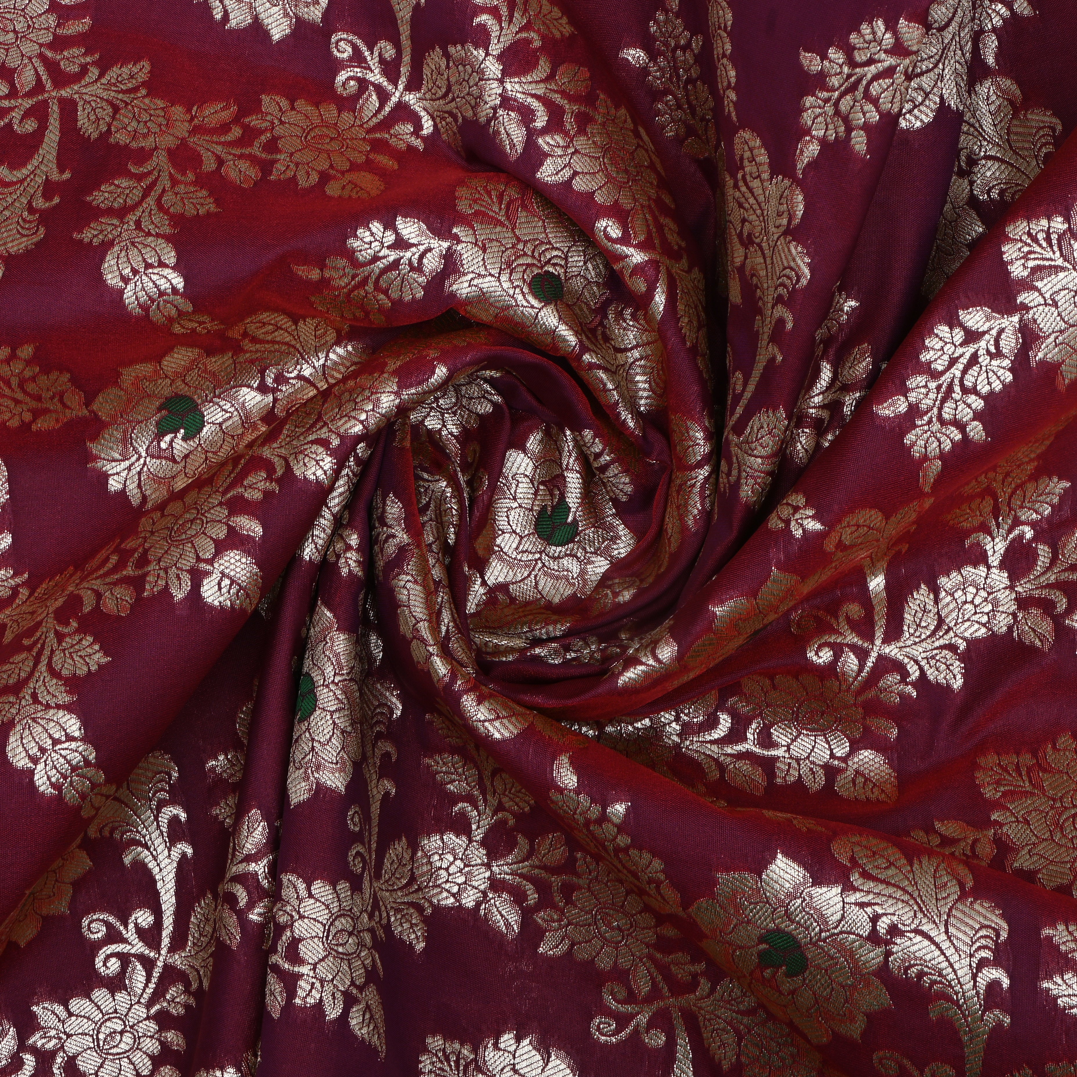 Magenta Purple Banarasi Fabric With Floral Jaal