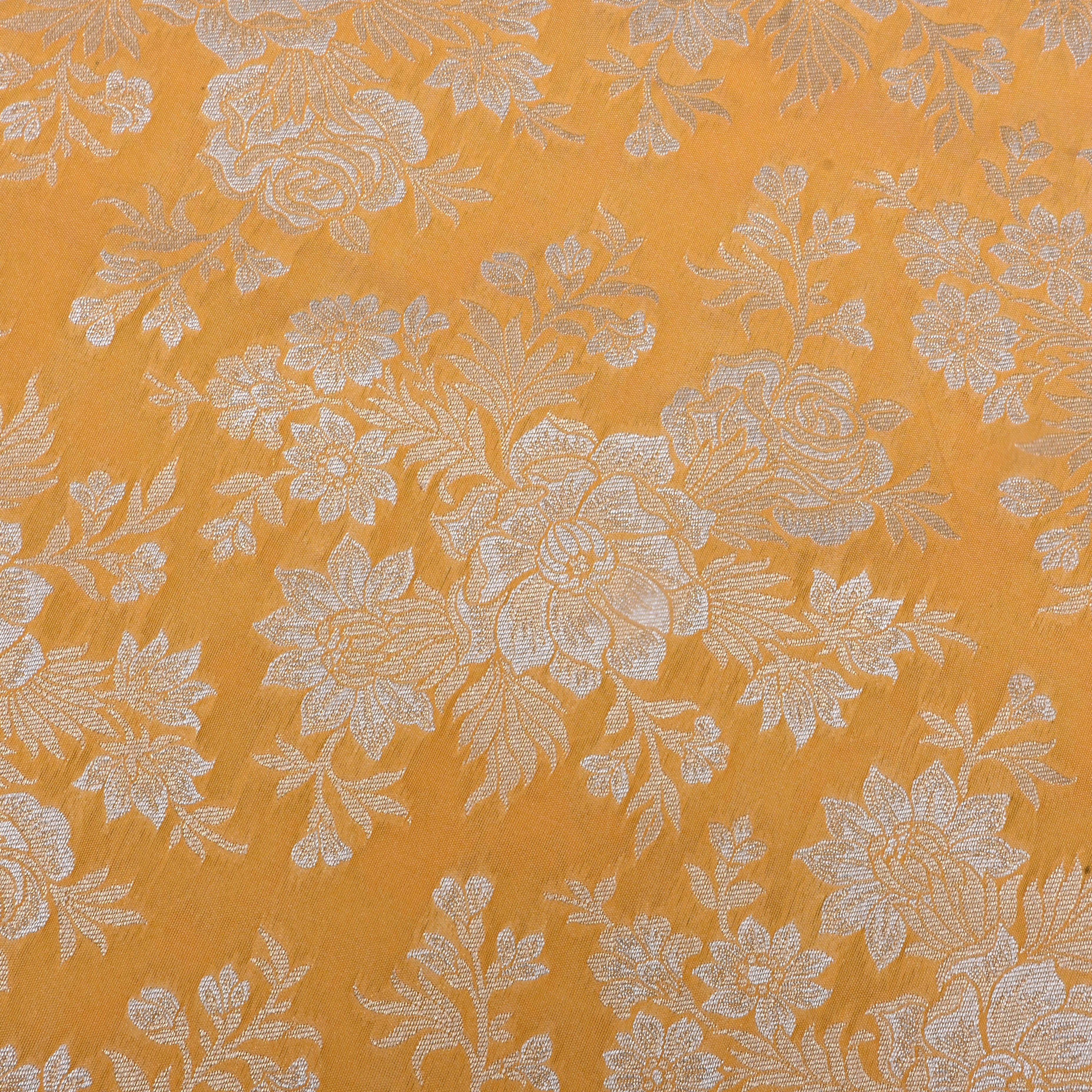 Mustard Yellow Banarasi Fabric With Floral Jaal