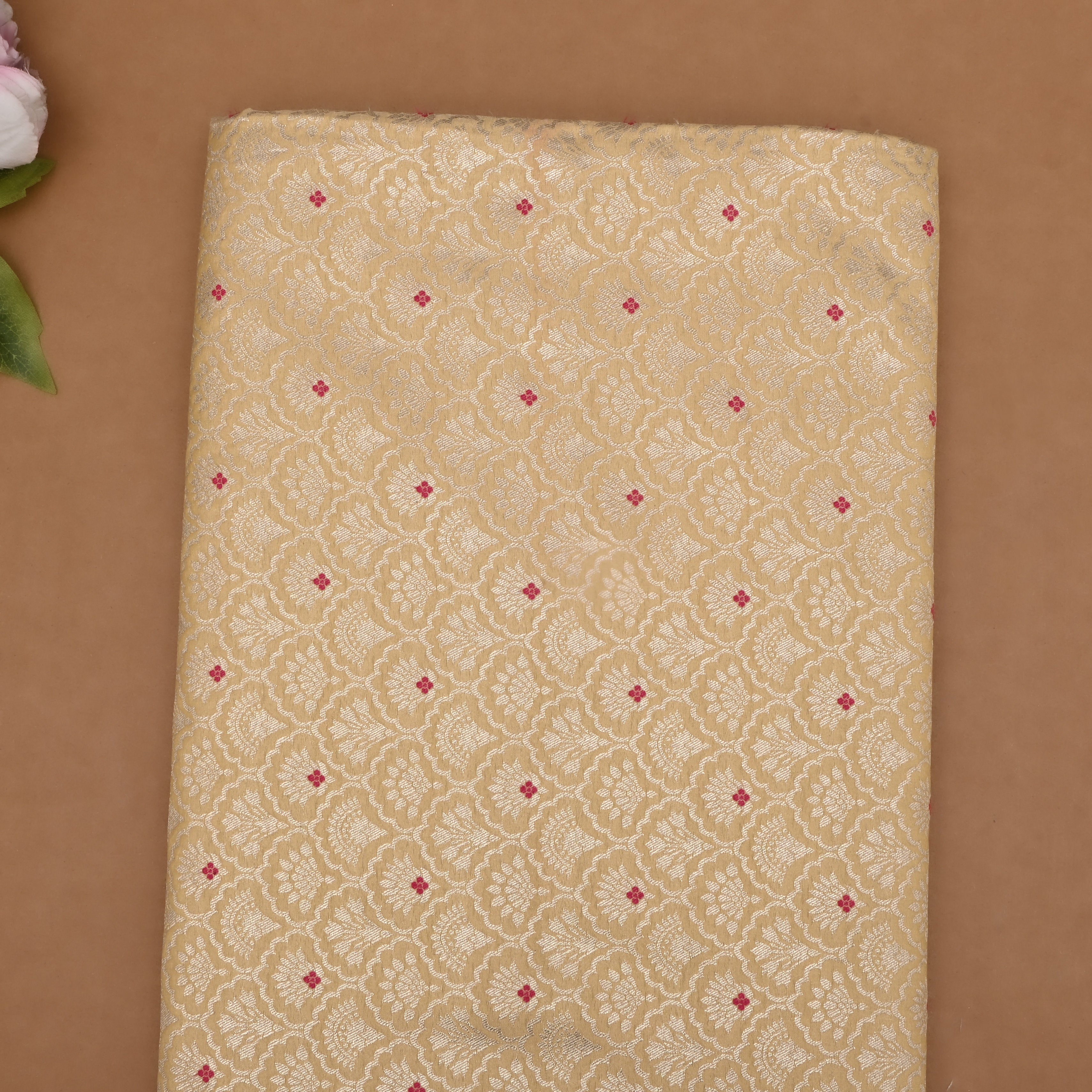 Mellow Yellow Banarasi Fabric With Zari Weaving