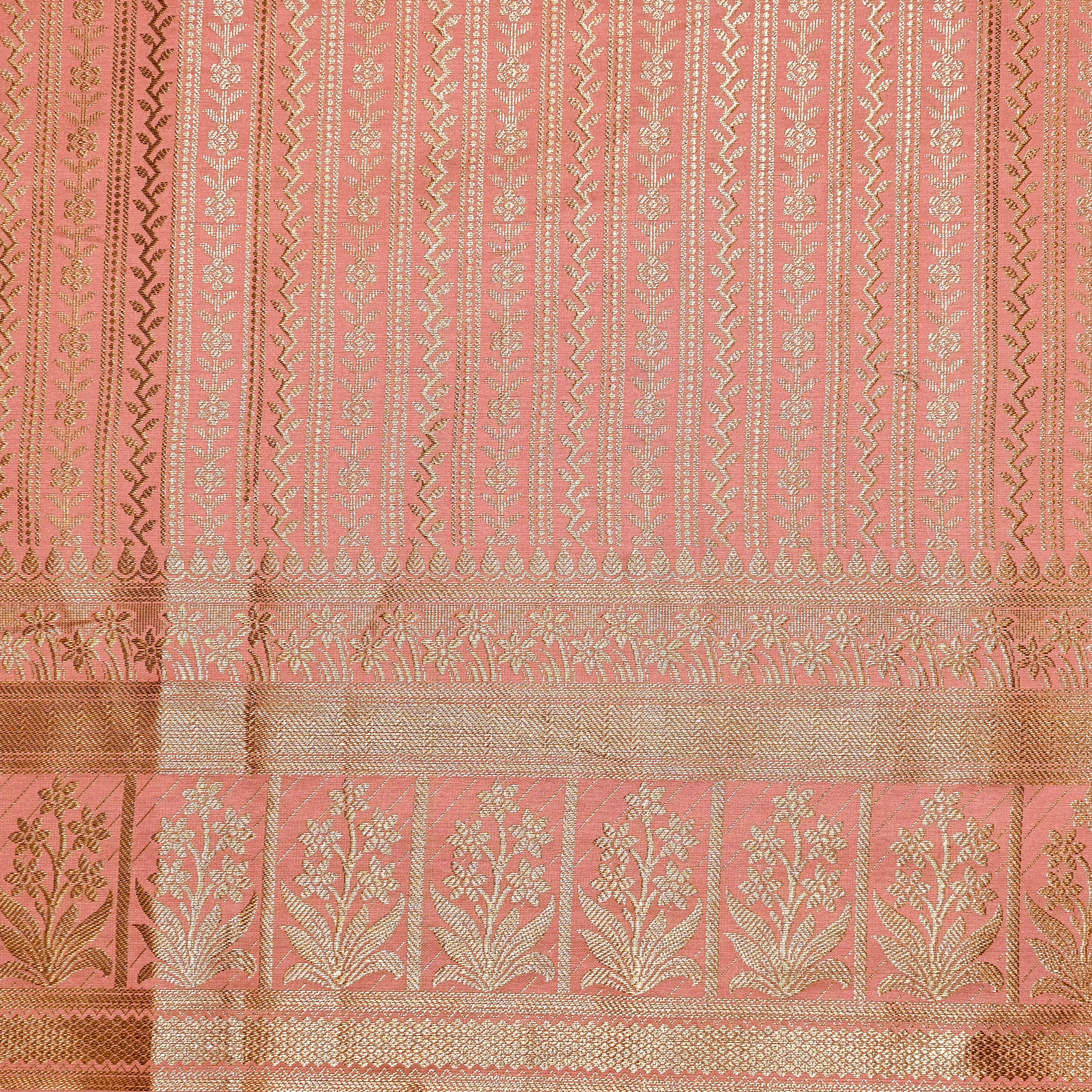 Soft Pink Jamawar Silk Fabric