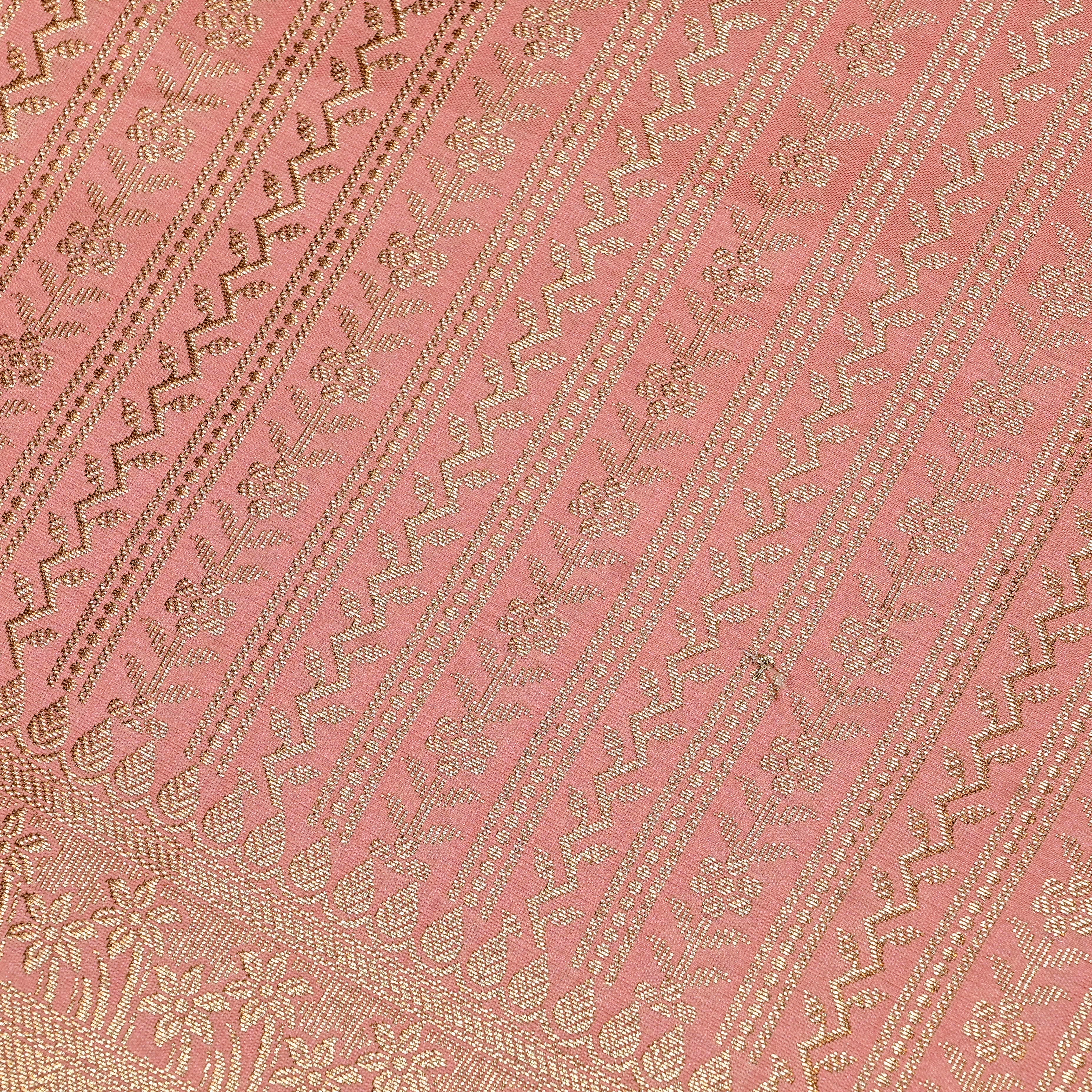 Soft Pink Jamawar Silk Fabric