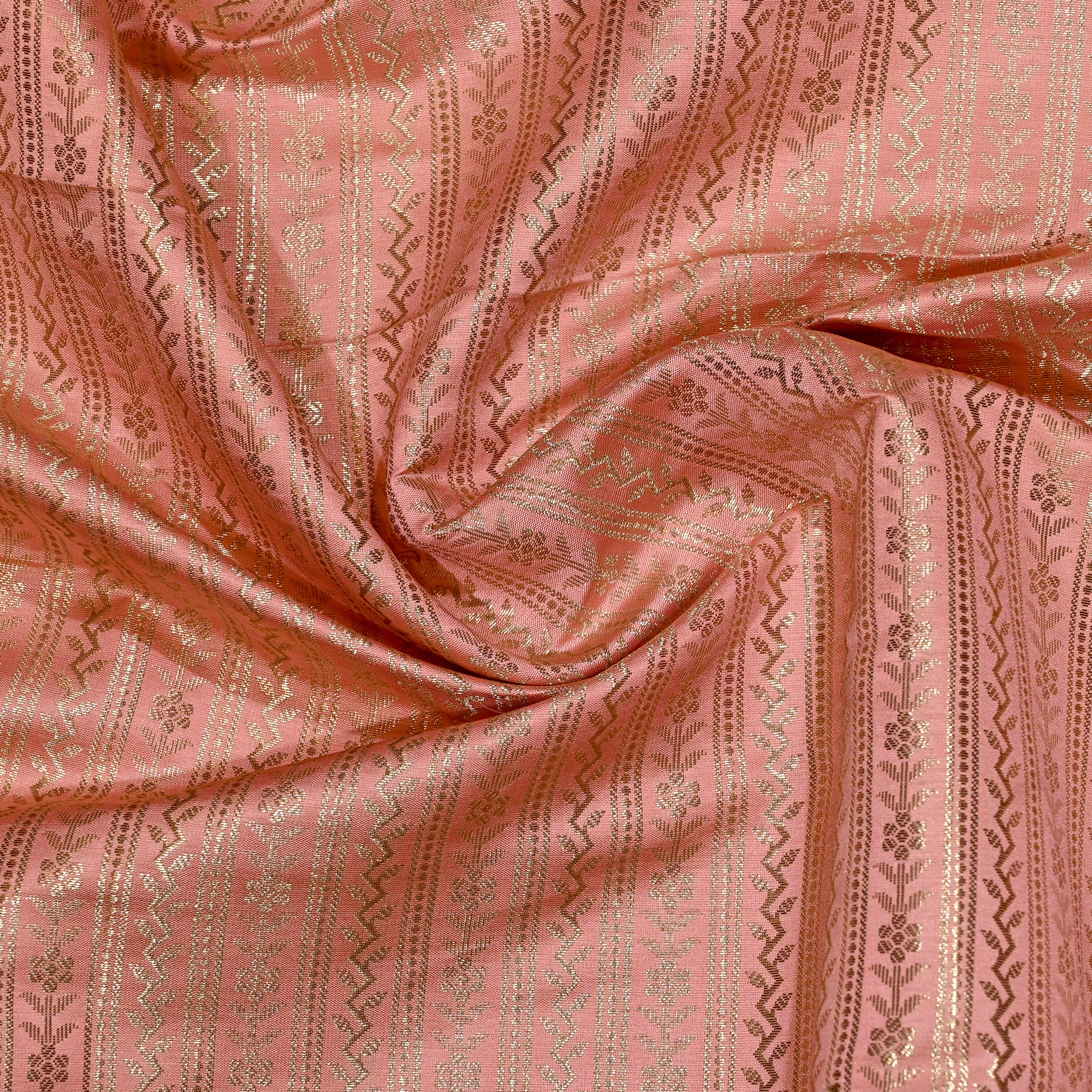 Soft Pink Jamawar Silk Fabric