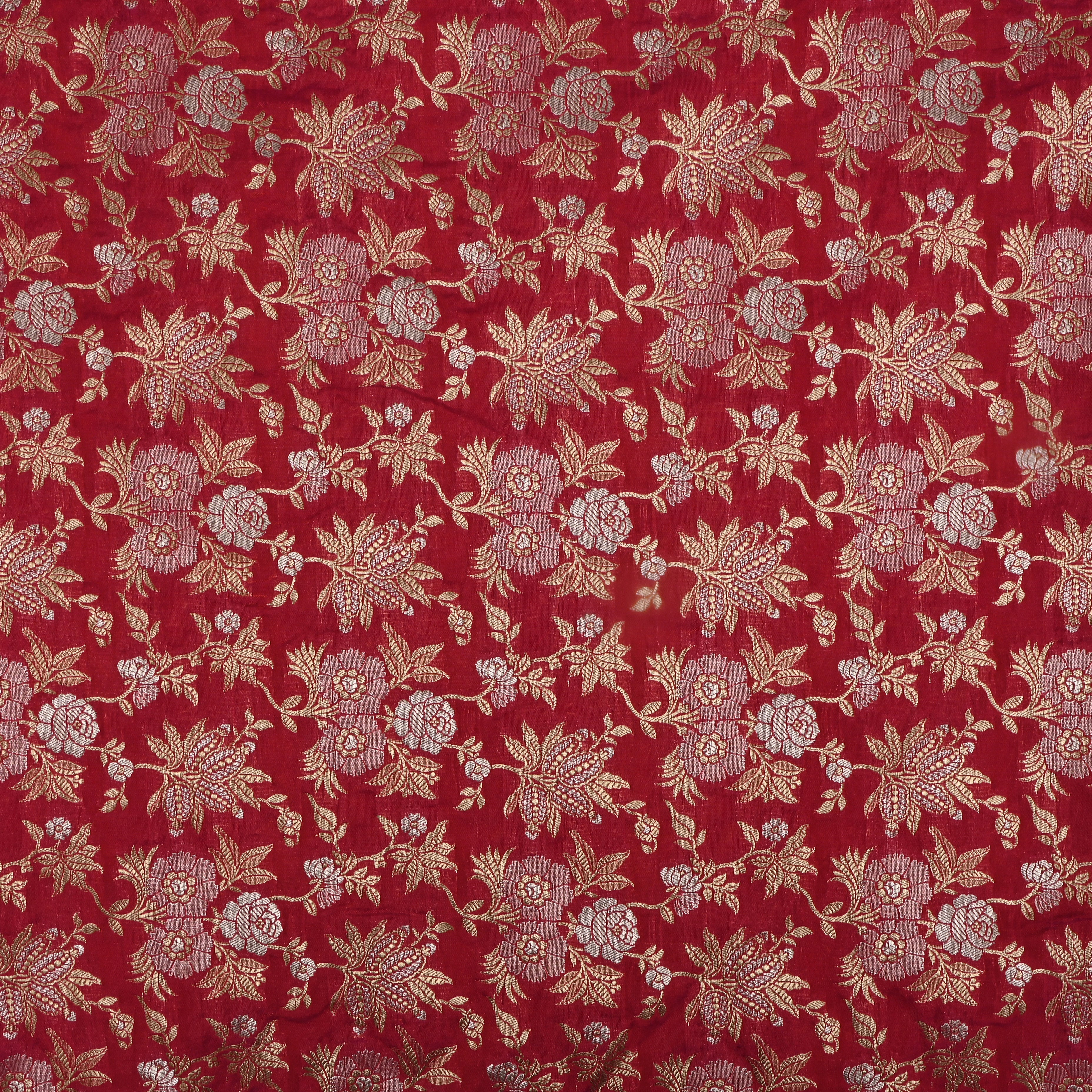 Dark Pink Banarasi Fabric With Floral Jaal