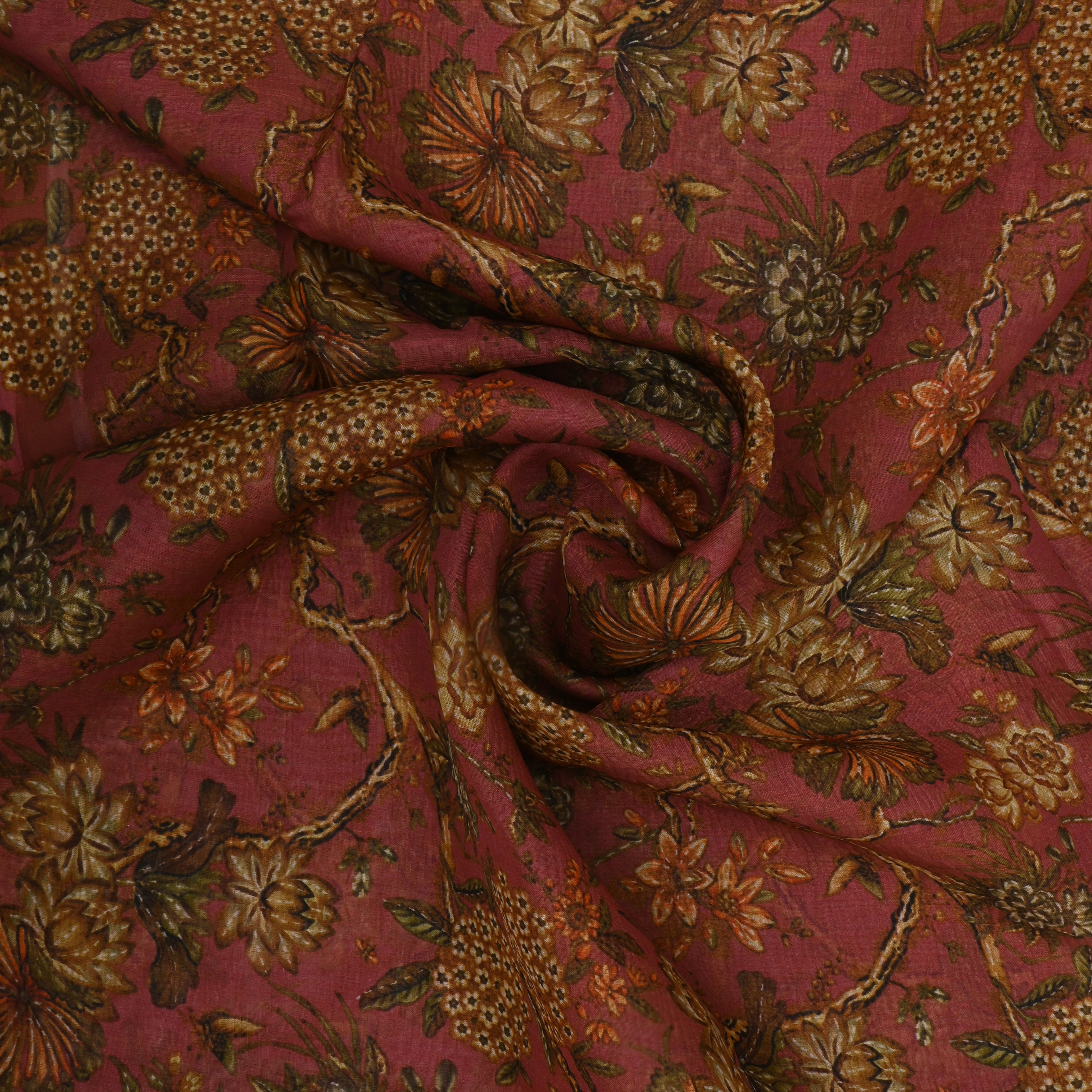 Dusty Pink Tissue Fabric With Digital Print