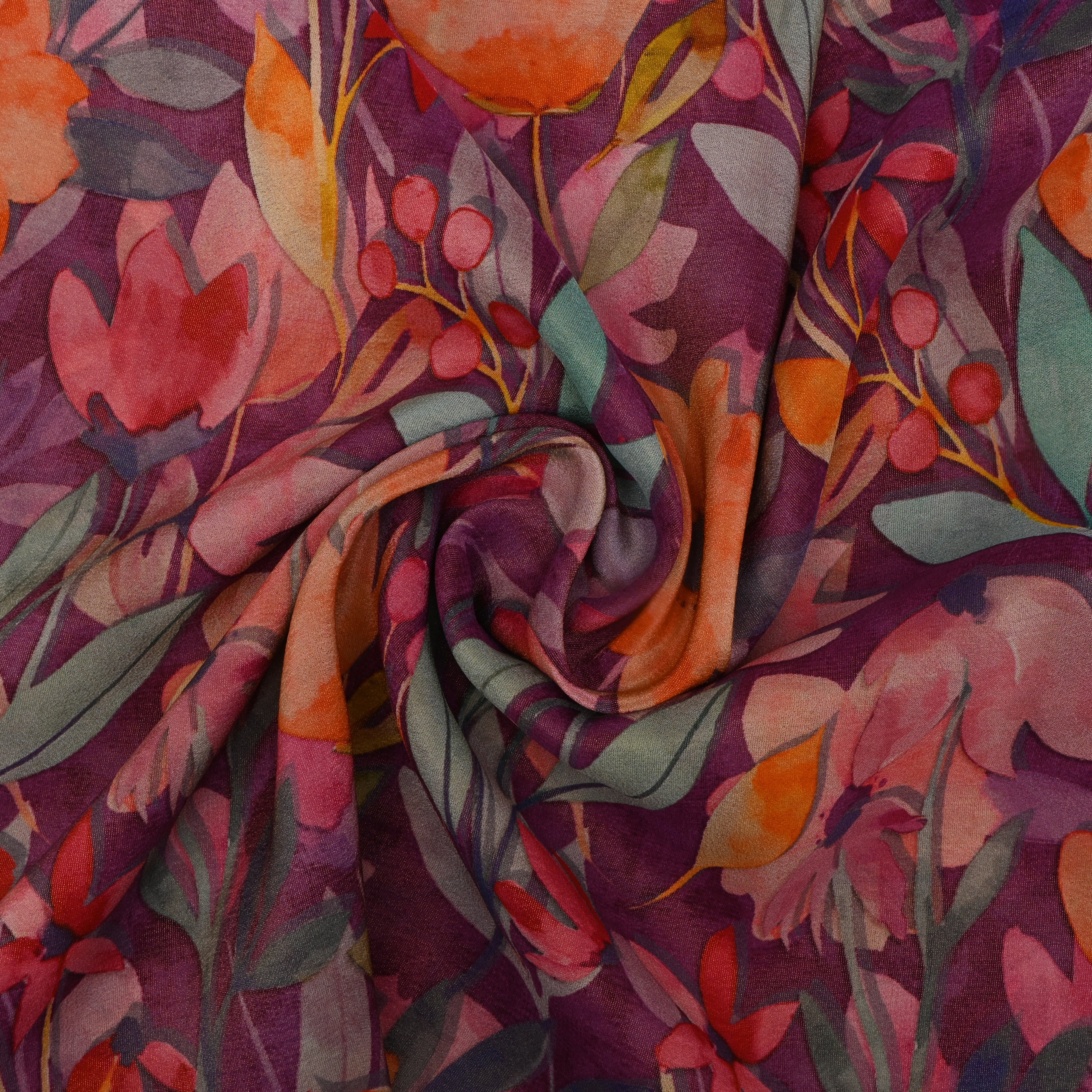 Pink Tussar Fabric Floral Digital Print