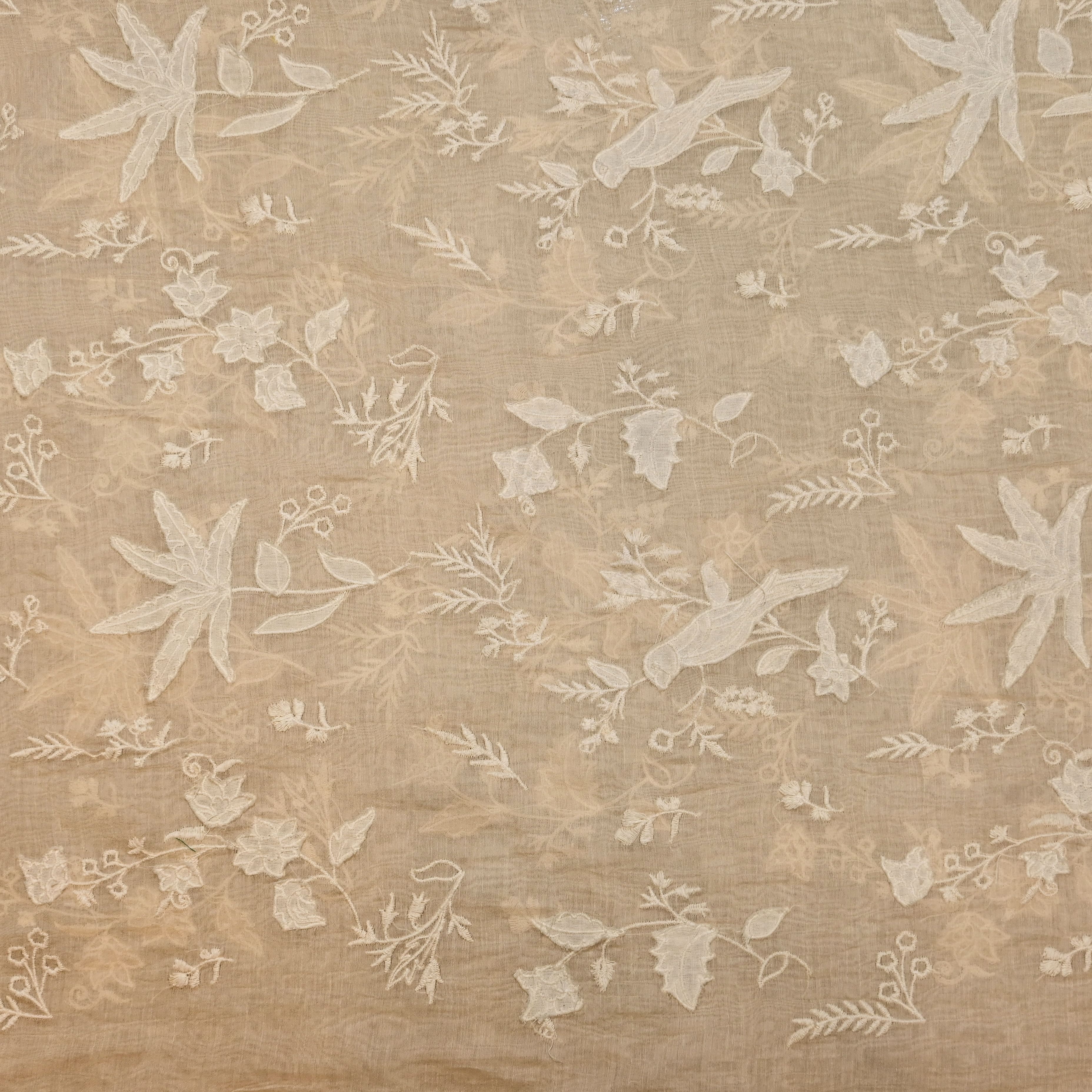 Tan Brown Mul Chanderi With Embroidery