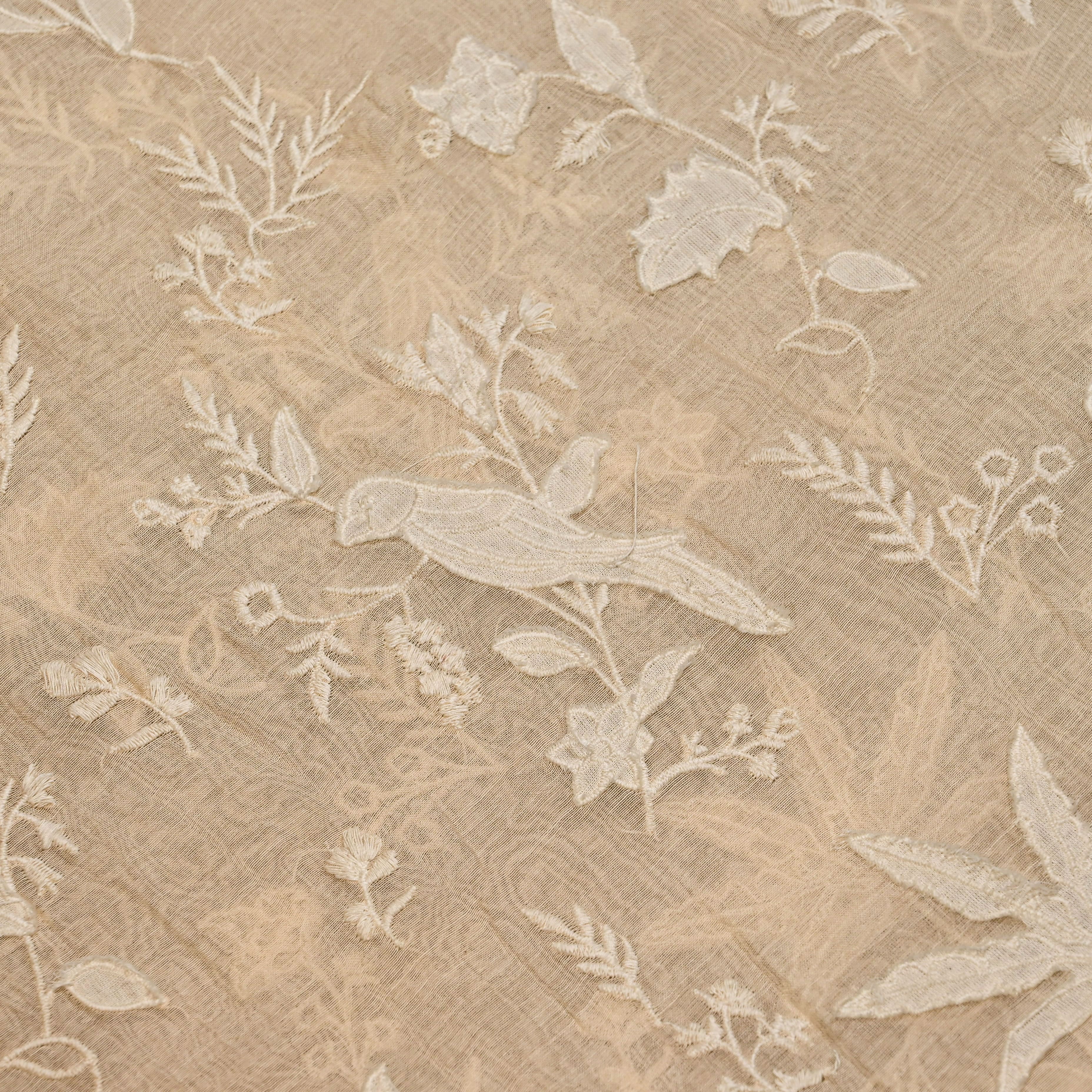 Tan Brown Mul Chanderi With Embroidery