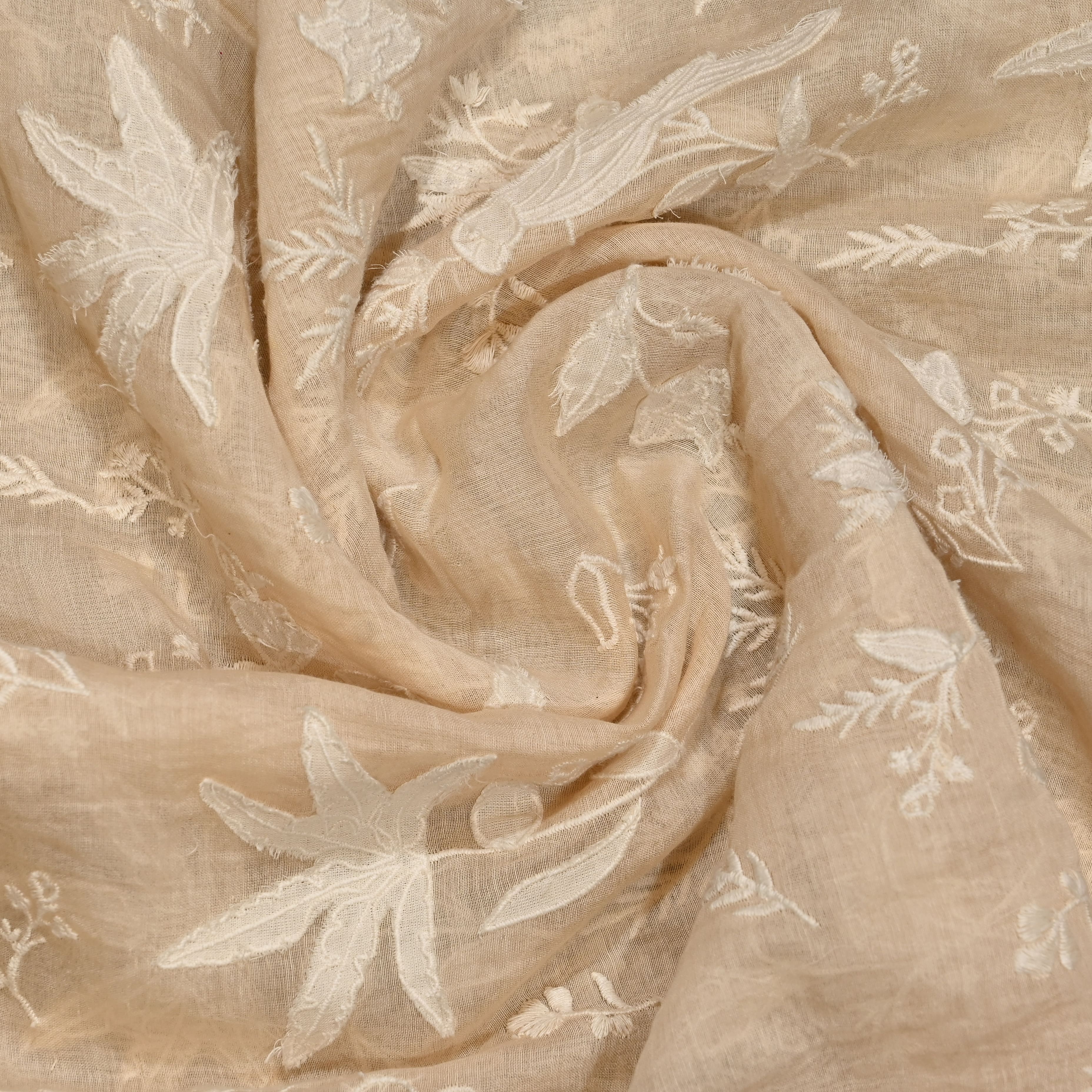 Tan Brown Mul Chanderi With Embroidery