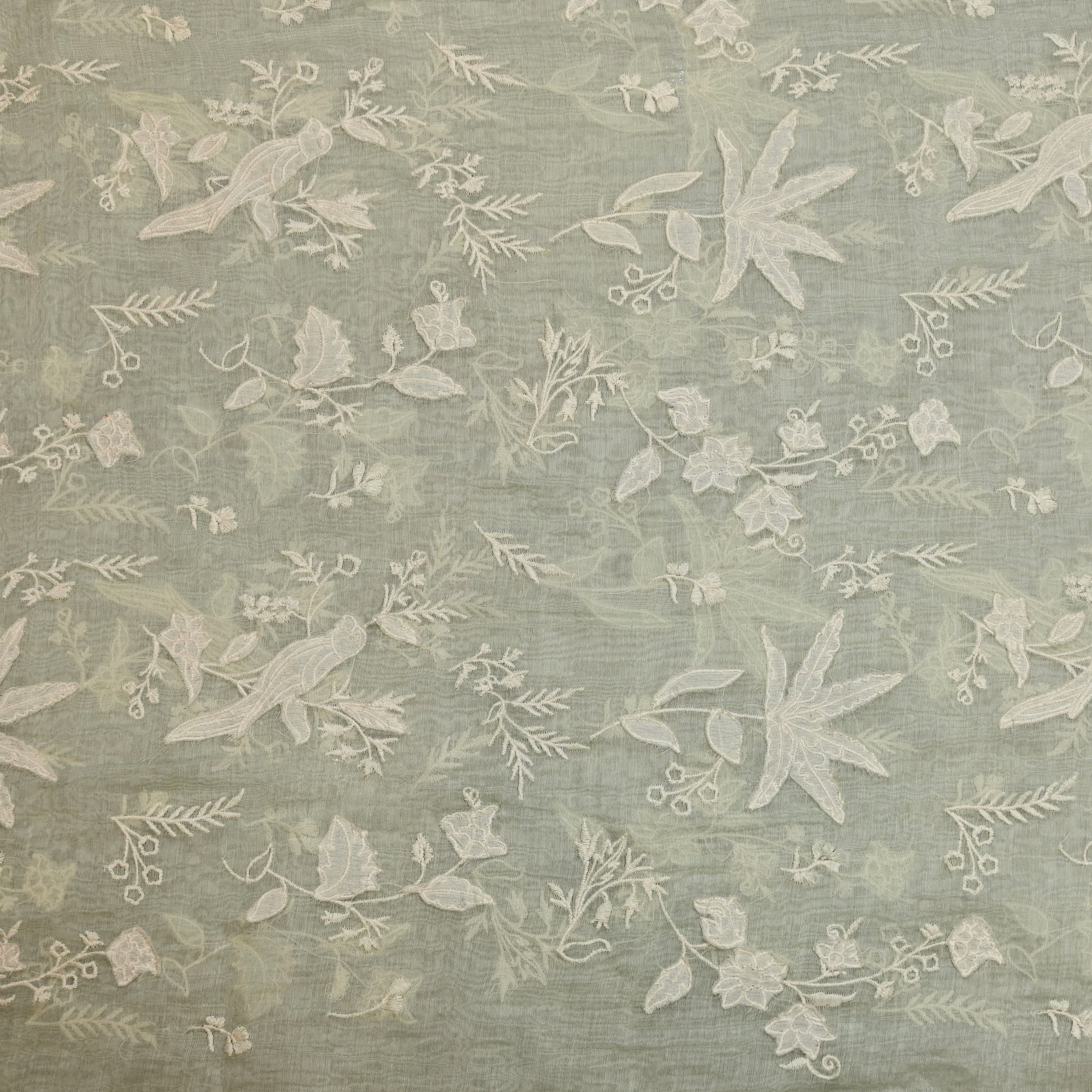 Mint Green Mul Chanderi With Embroidery