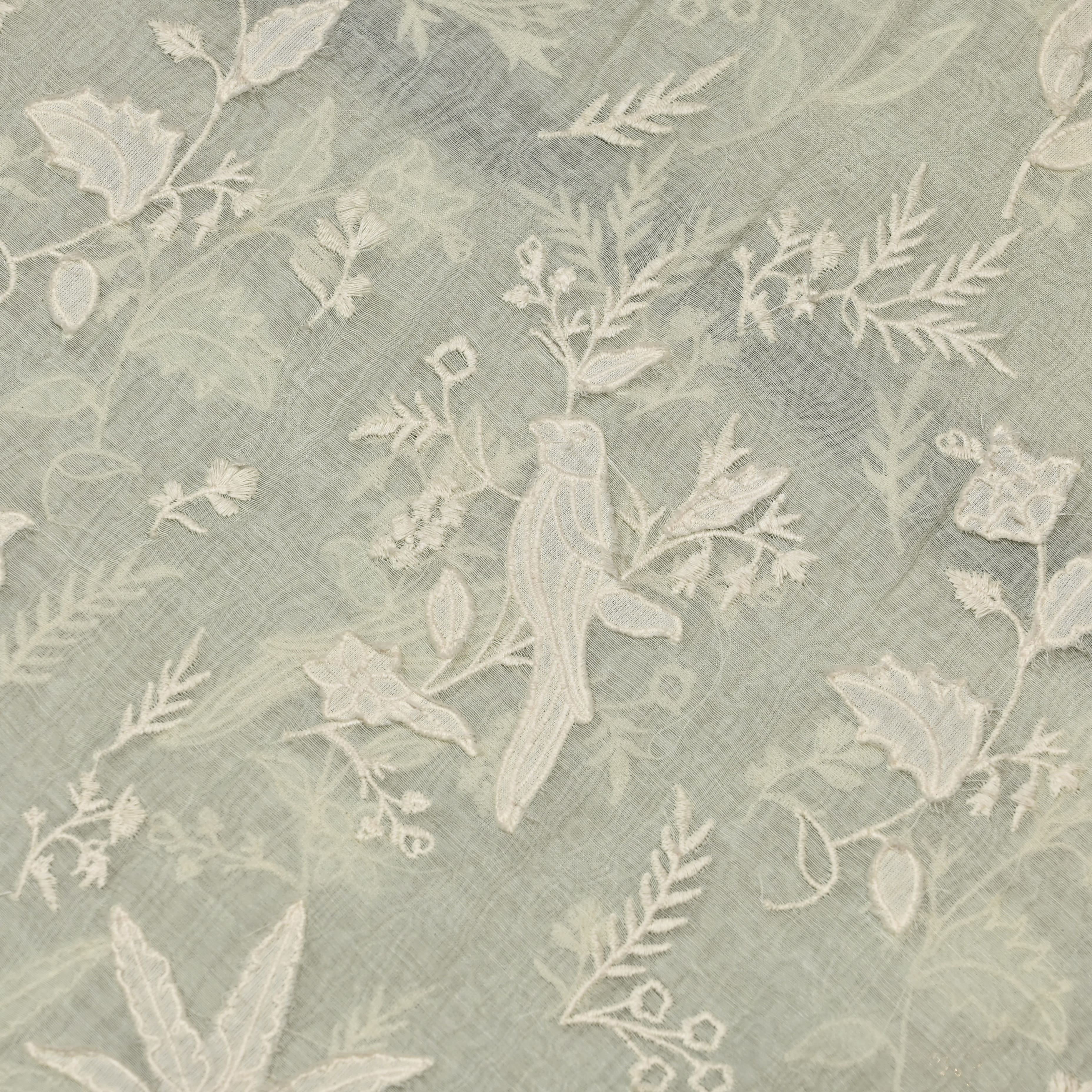 Mint Green Mul Chanderi With Embroidery