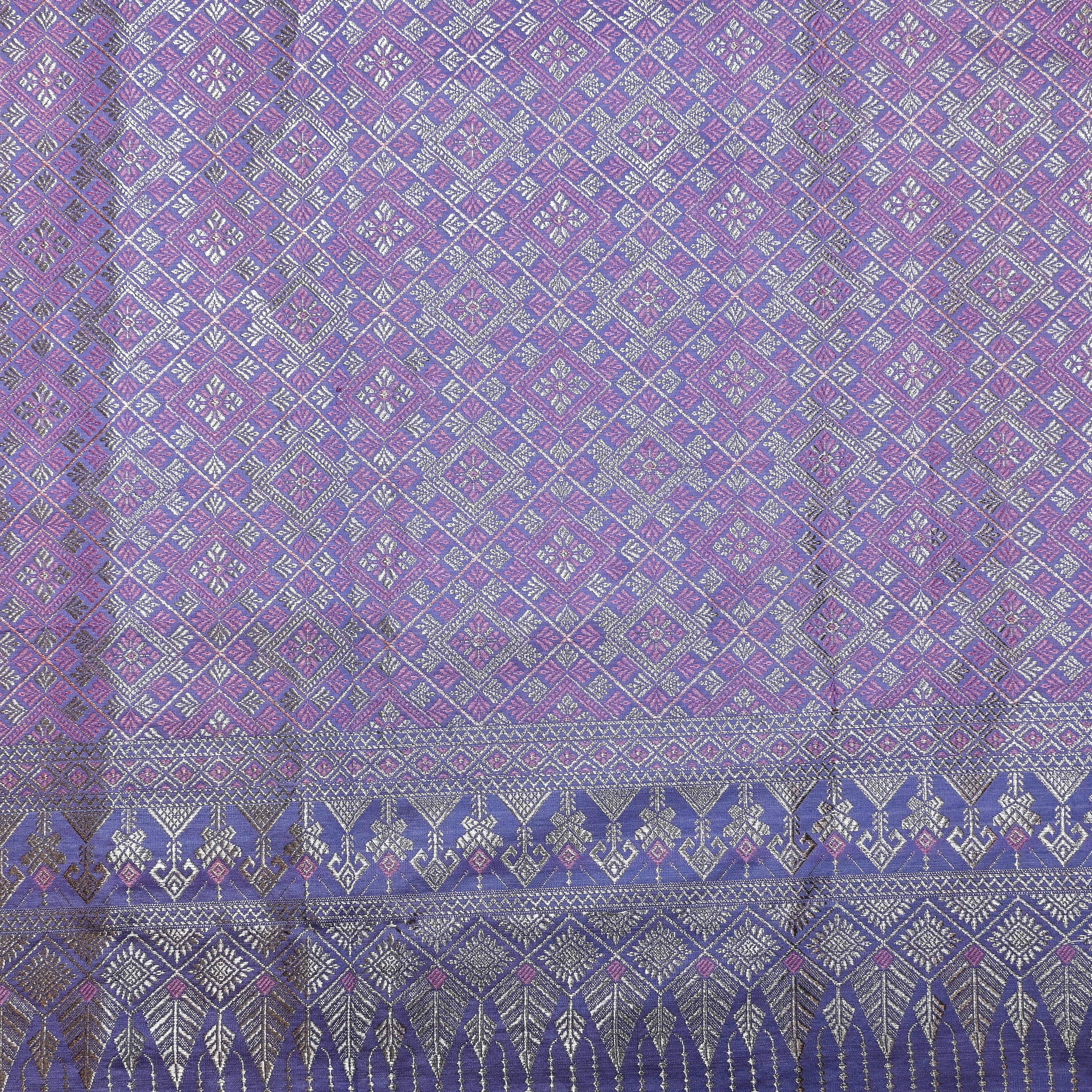 Lavender Jamawar Silk Fabric