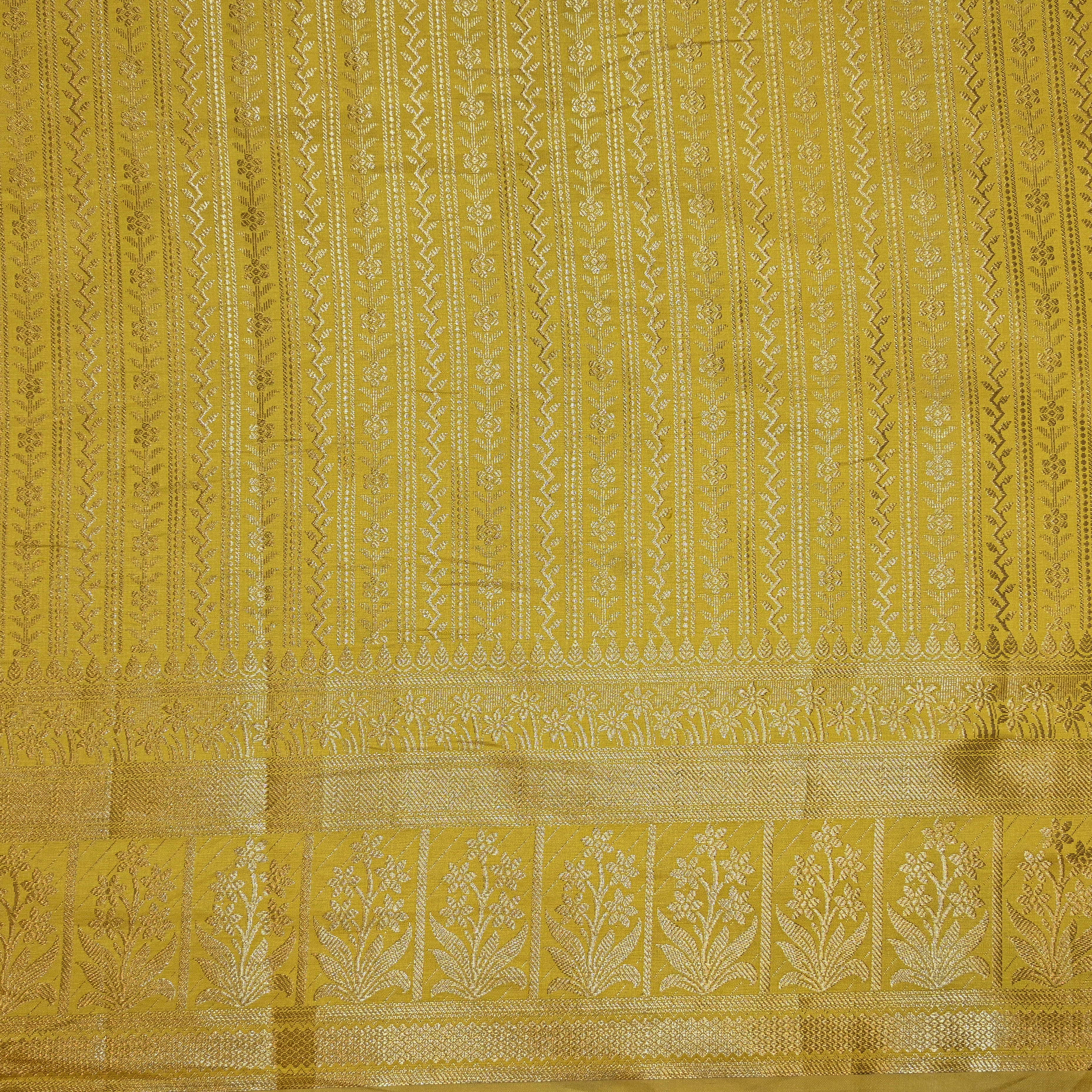 Gold Jamawar Silk Fabric