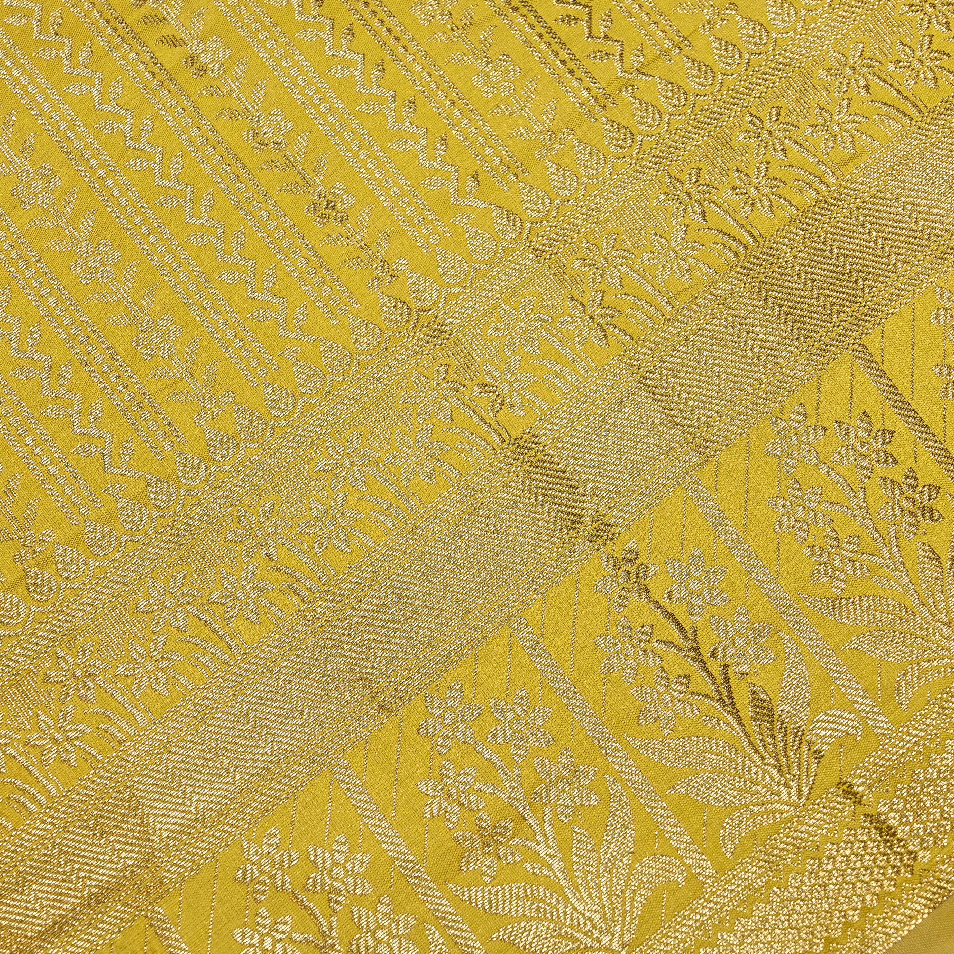 Gold Jamawar Silk Fabric