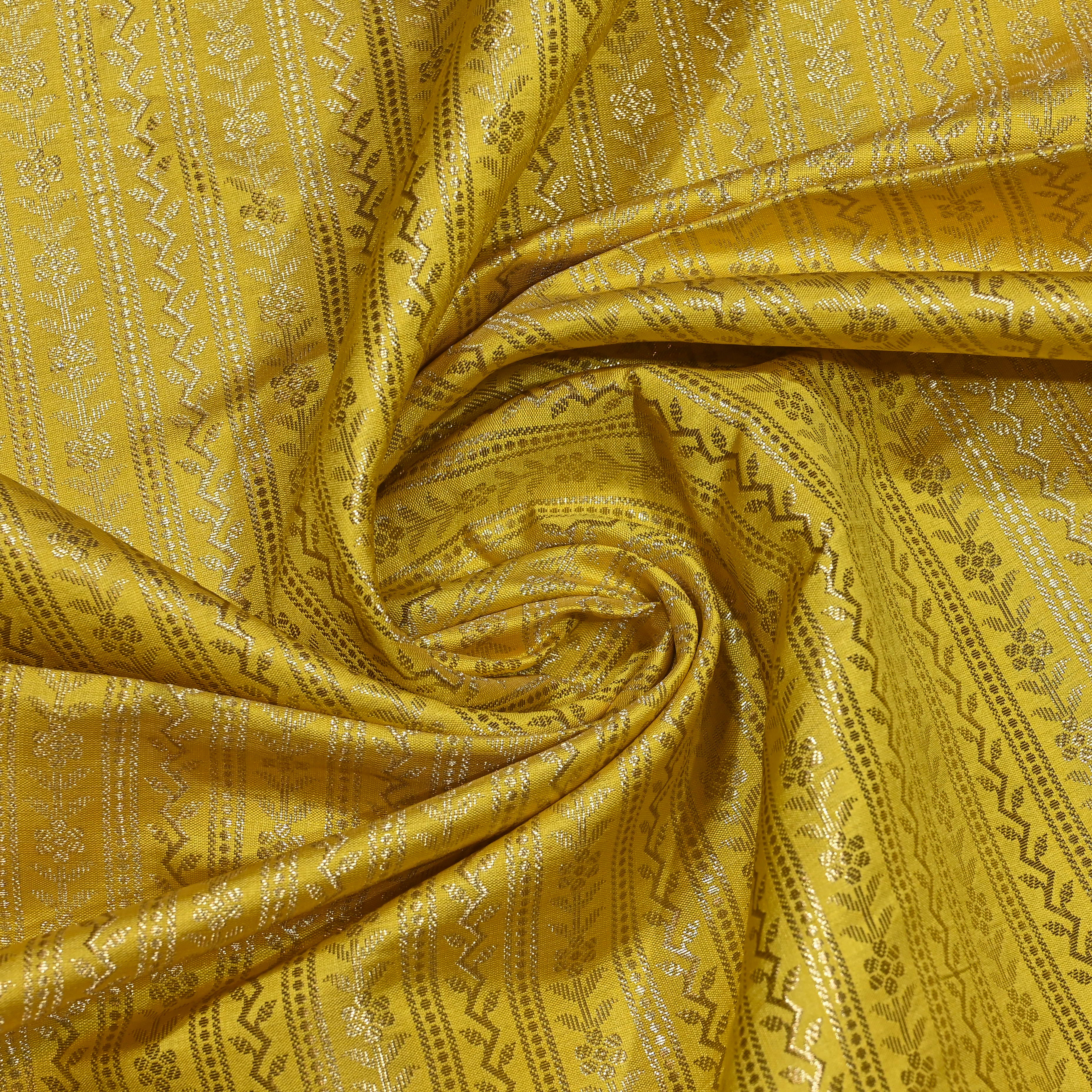 Gold Jamawar Silk Fabric