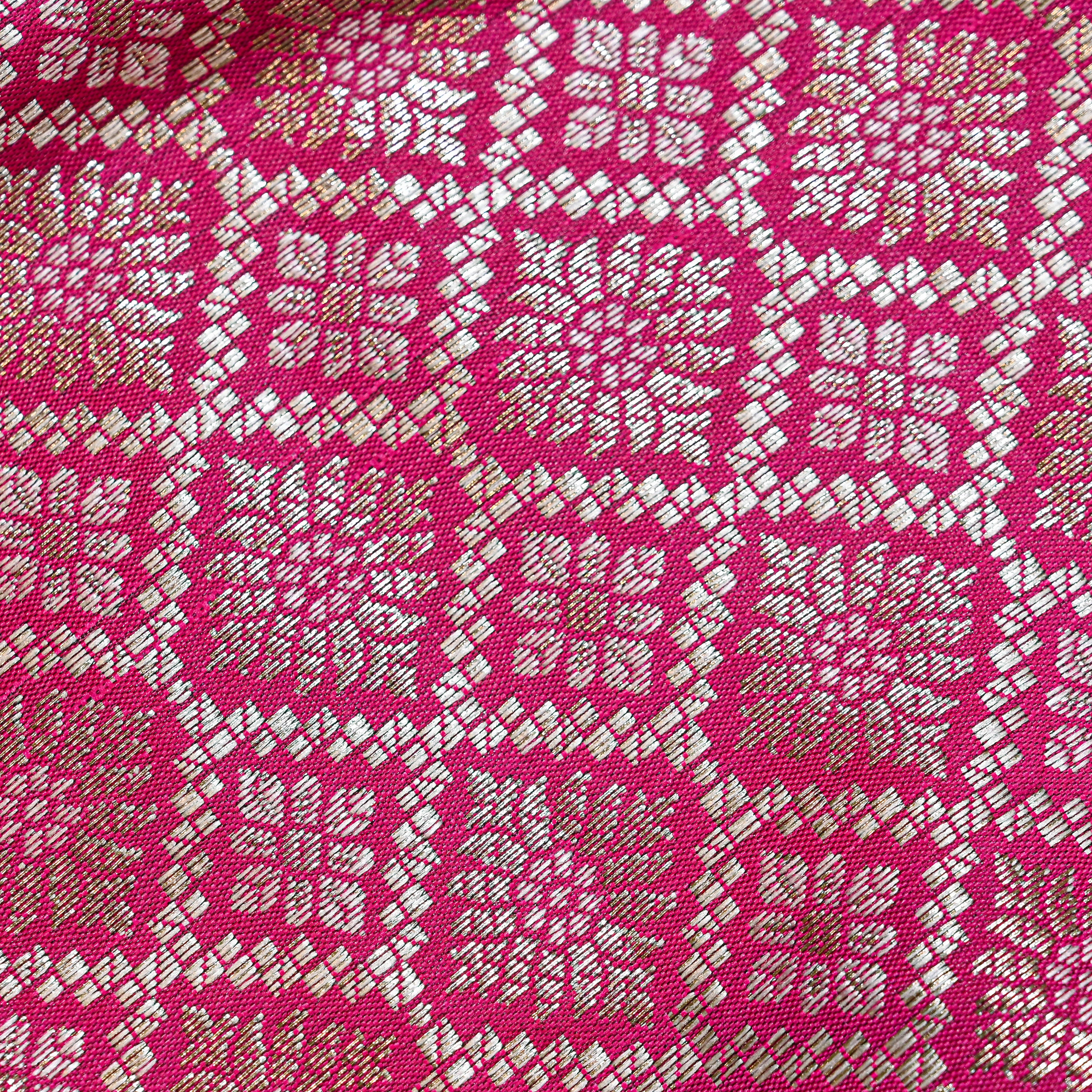 Deep Pink Jamawar Silk Fabric