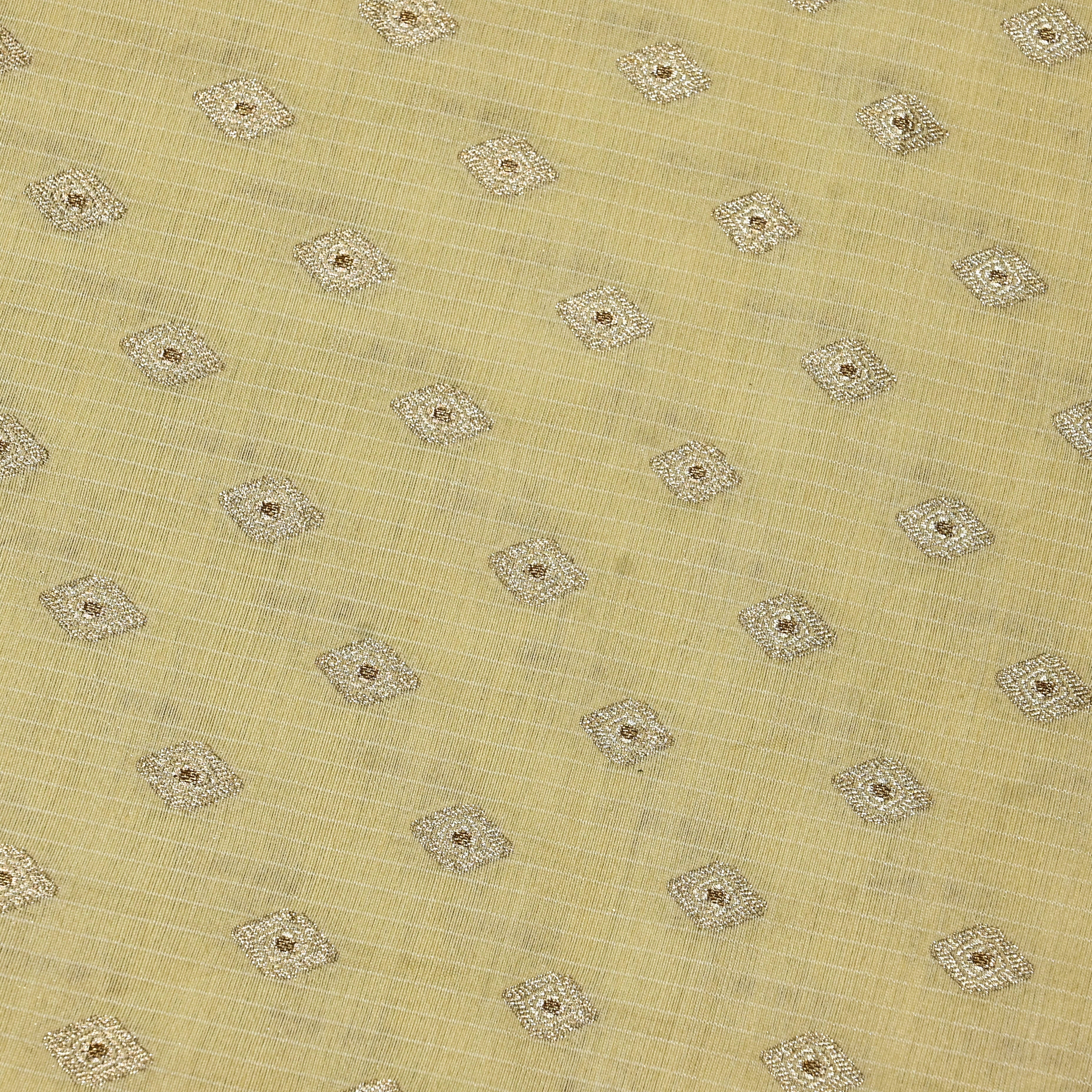 Pastel Yellow Jamawar Silk Fabric With Butti'S