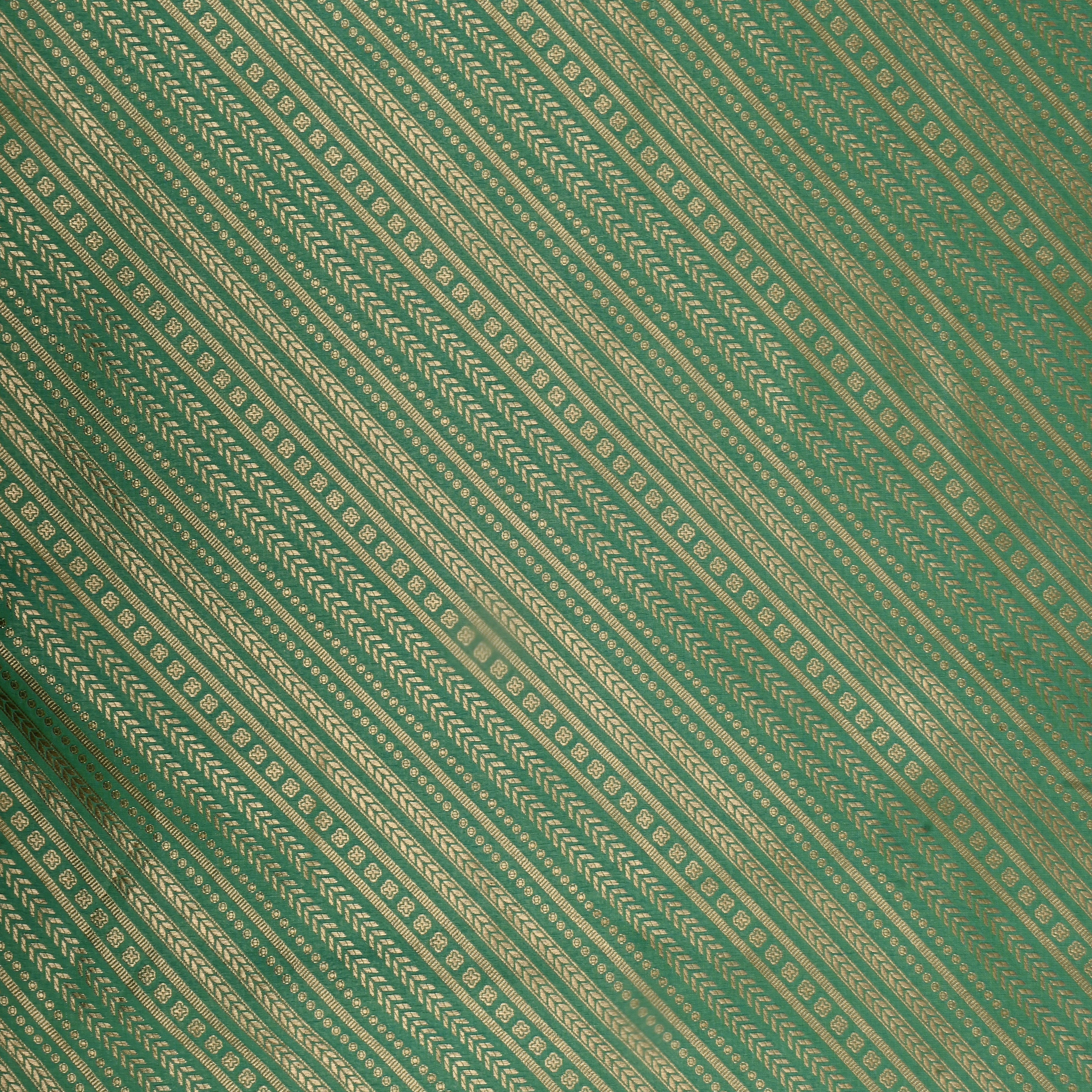 Pista Green Jamawar Silk Fabric Diagonal Stripes