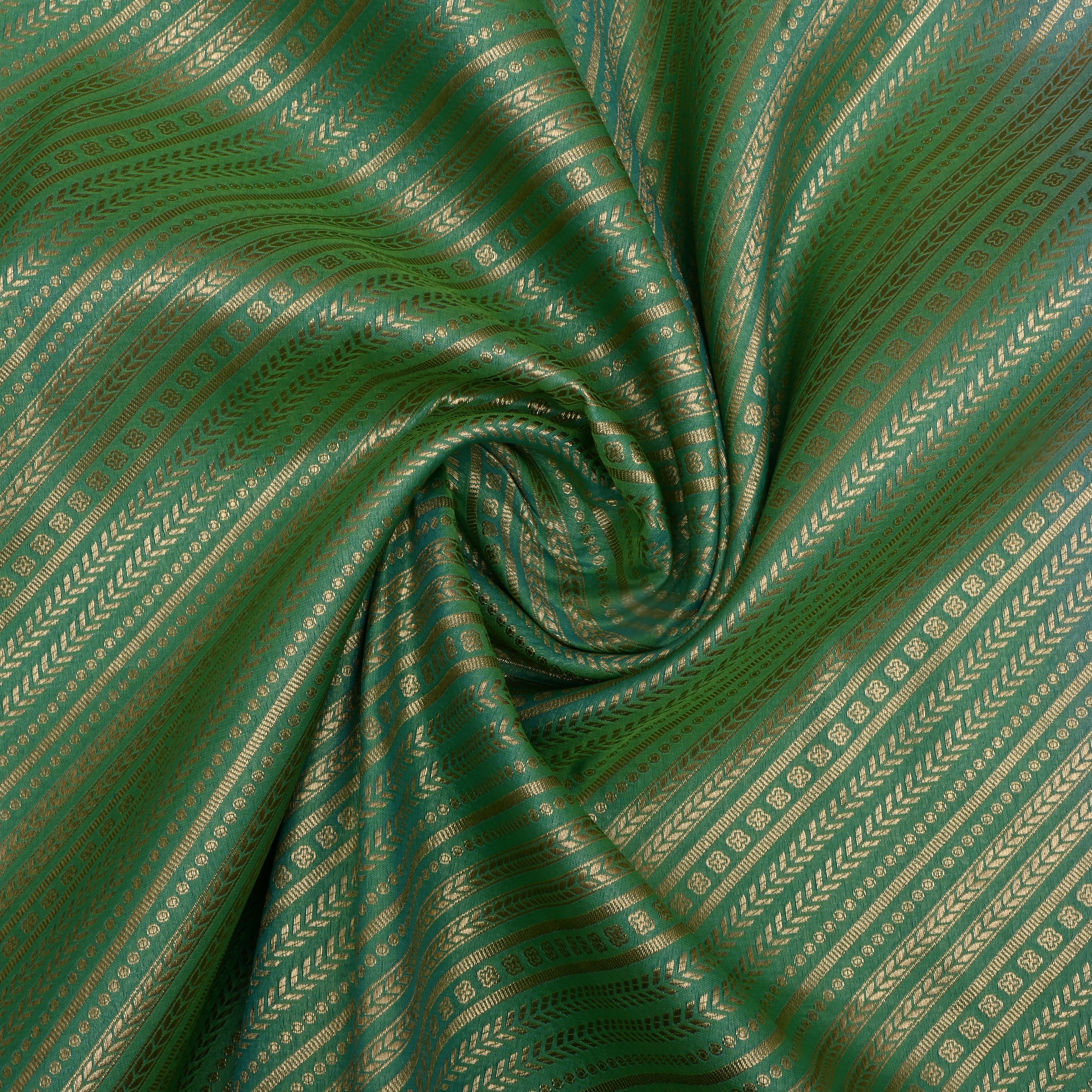 Pista Green Jamawar Silk Fabric Diagonal Stripes