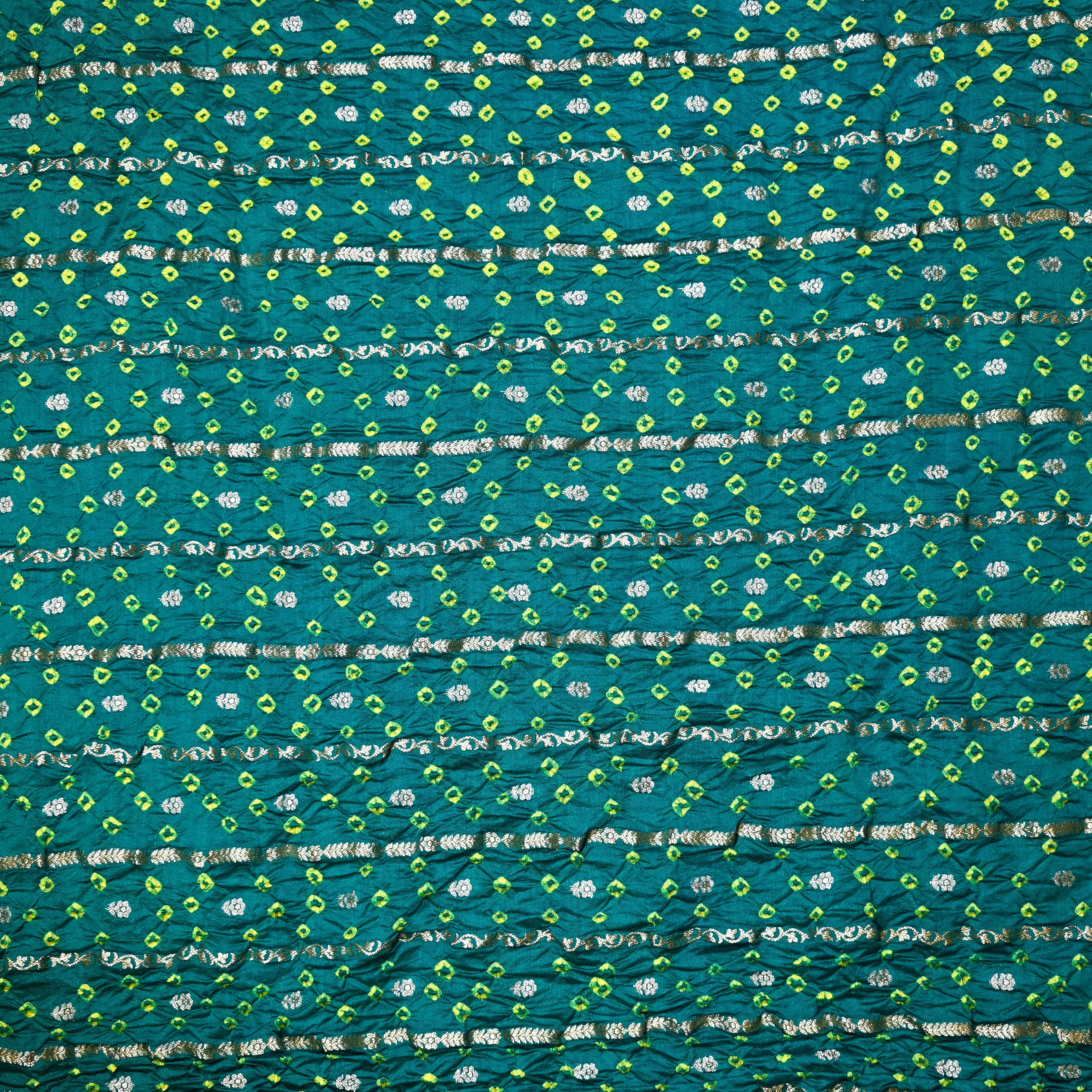 Green Bandhani Silk Fabric