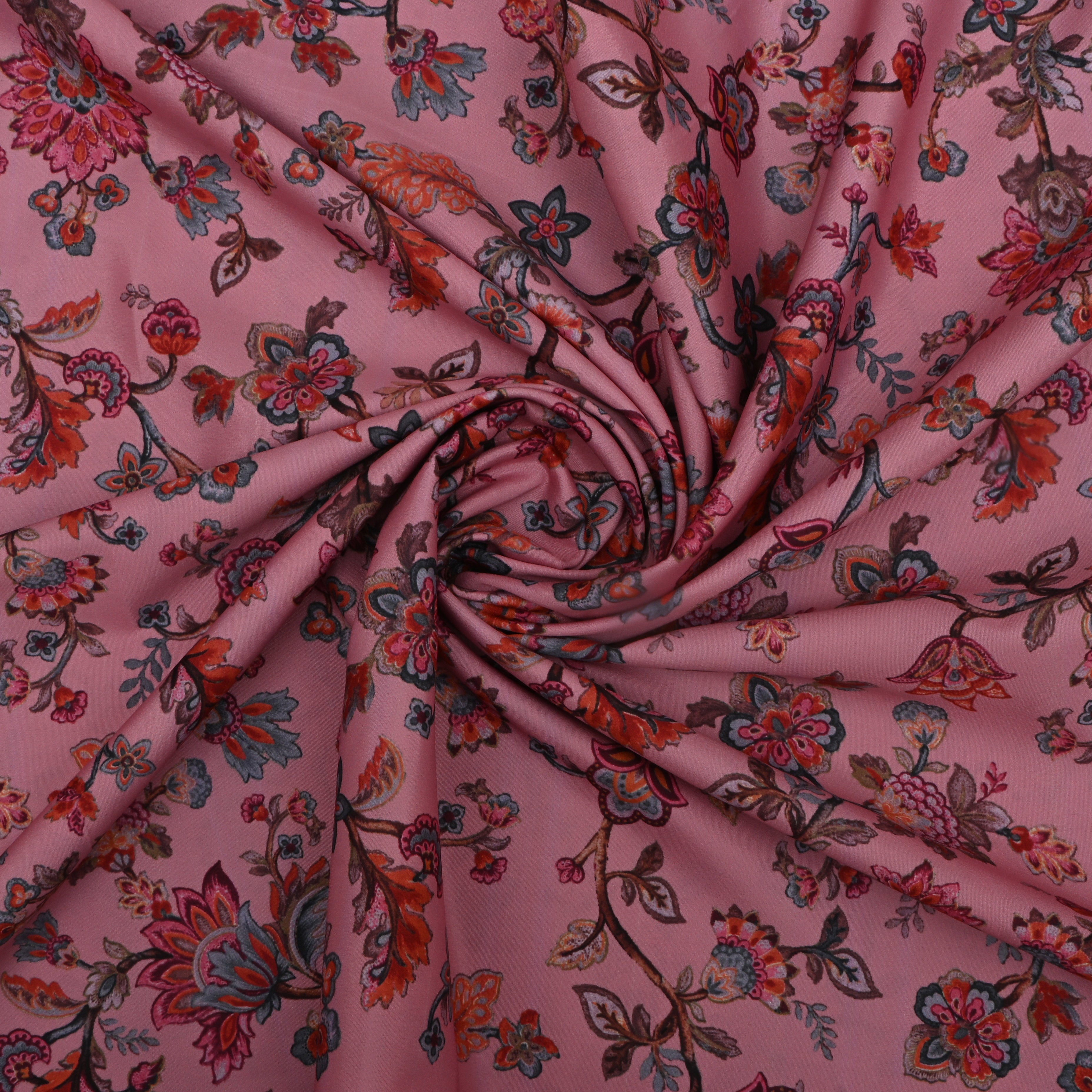 Pastel Pink Silk Printed Fabric