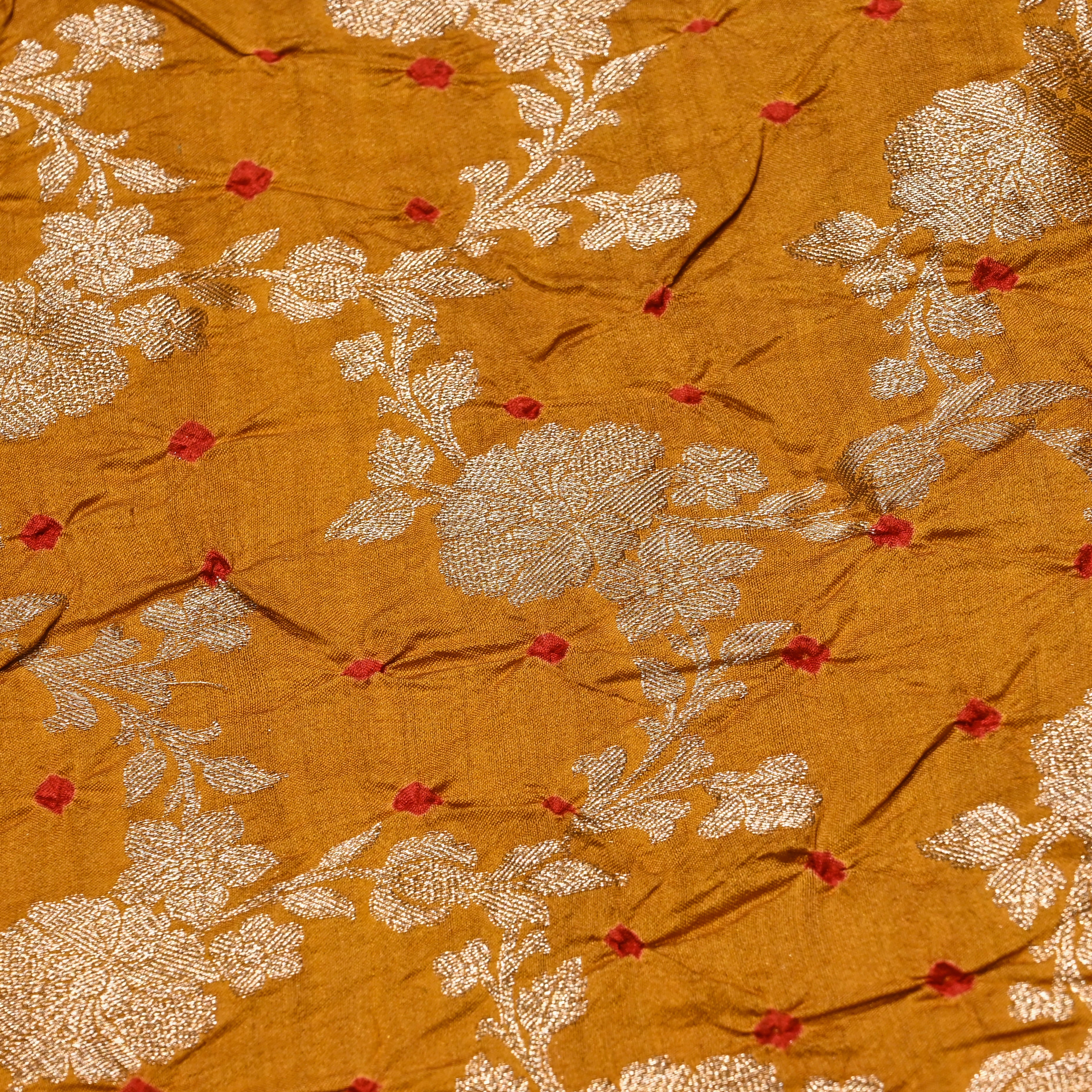 Gamboge Yellow Banarasi Bandhani Fabric