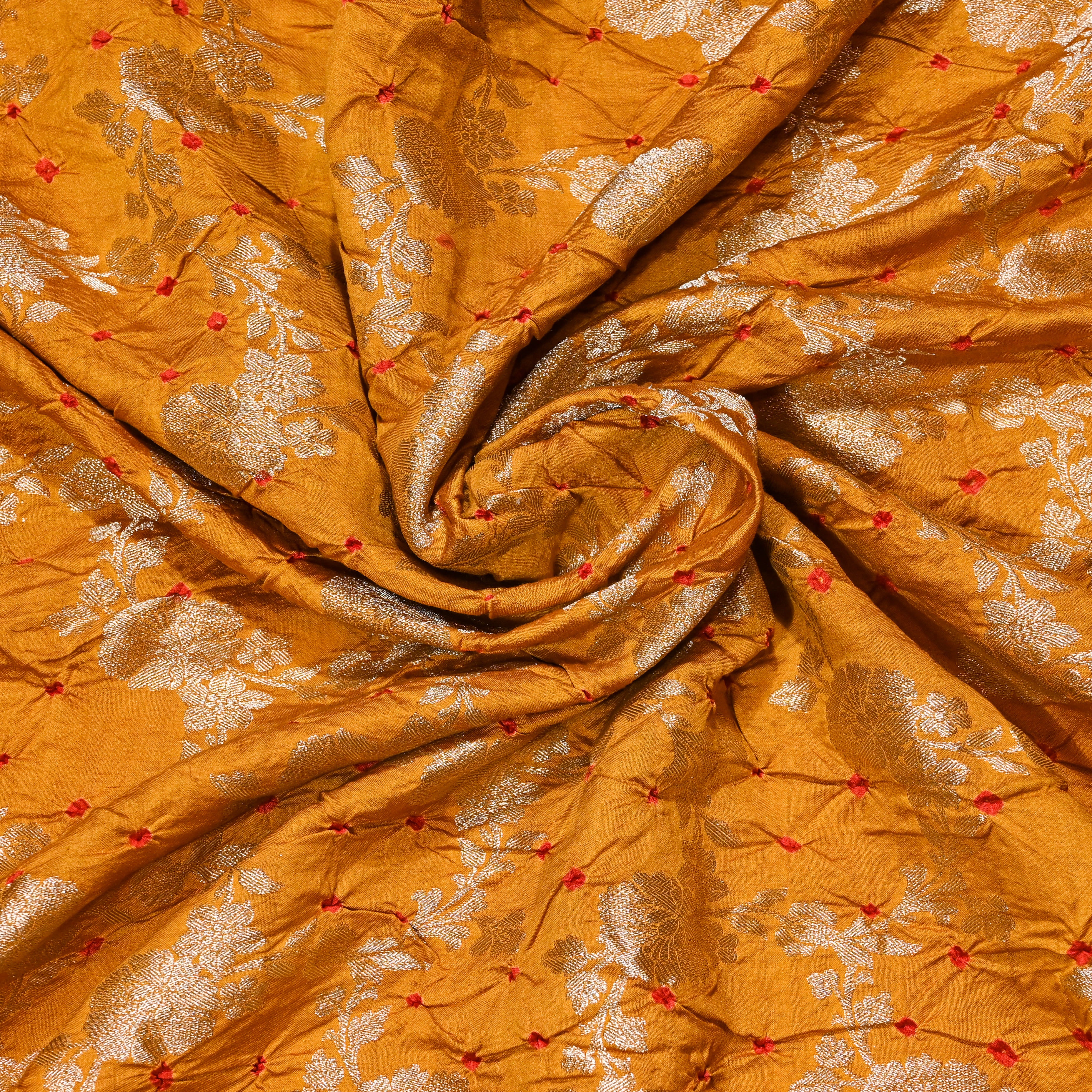 Gamboge Yellow Banarasi Bandhani Fabric