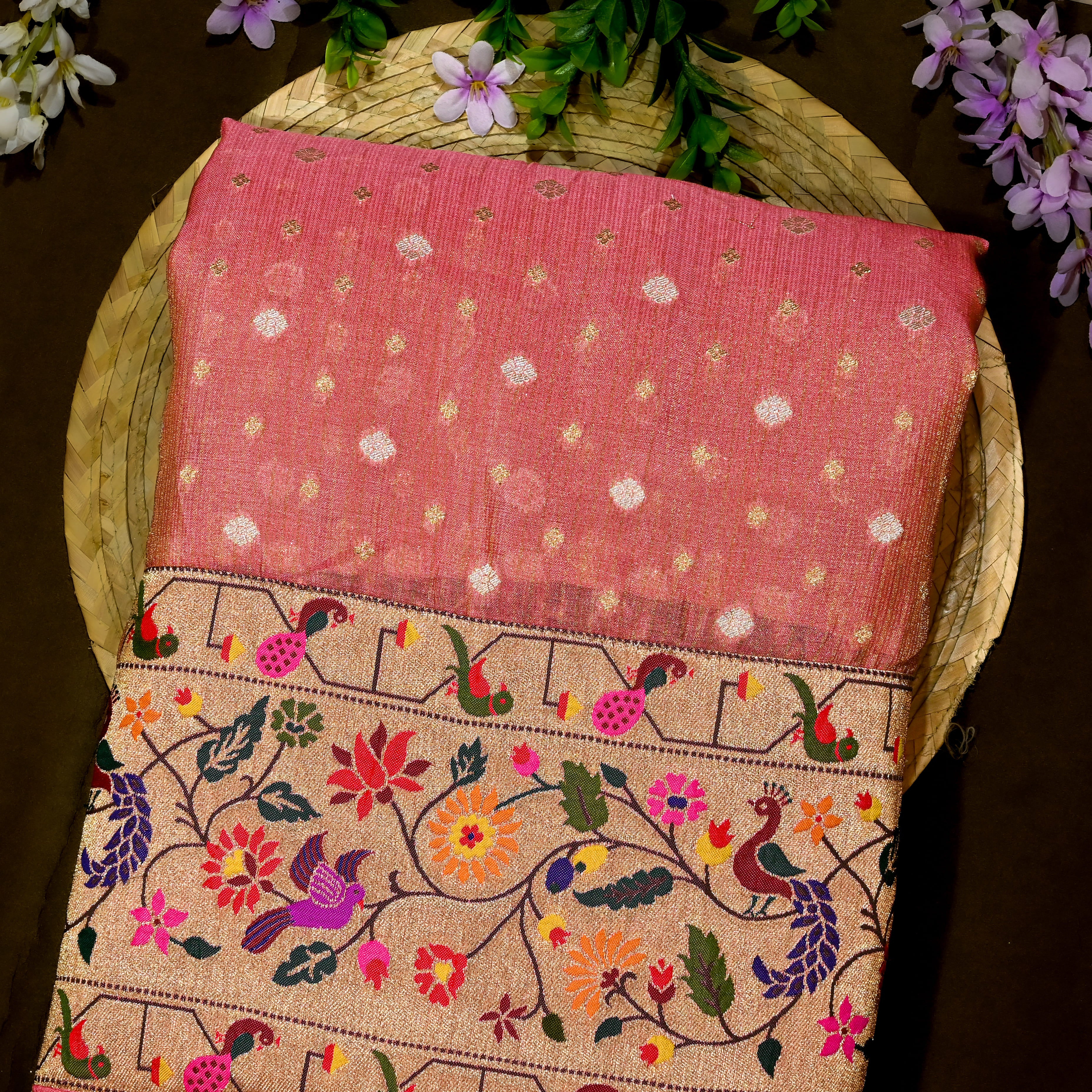 Peachy Pink Tissue Fabric