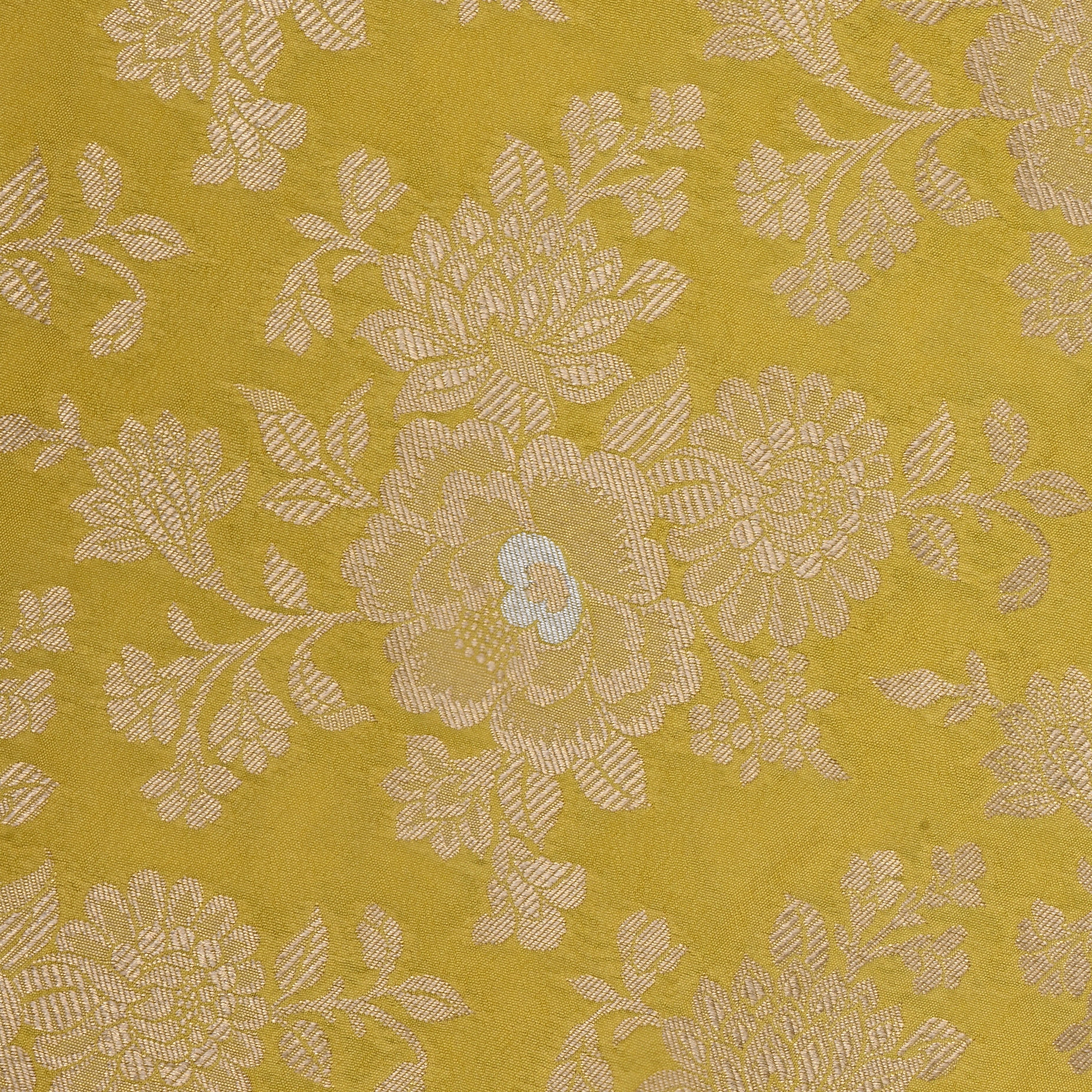 Corn Yellow Jamawar Silk Fabric With Floral Jaal