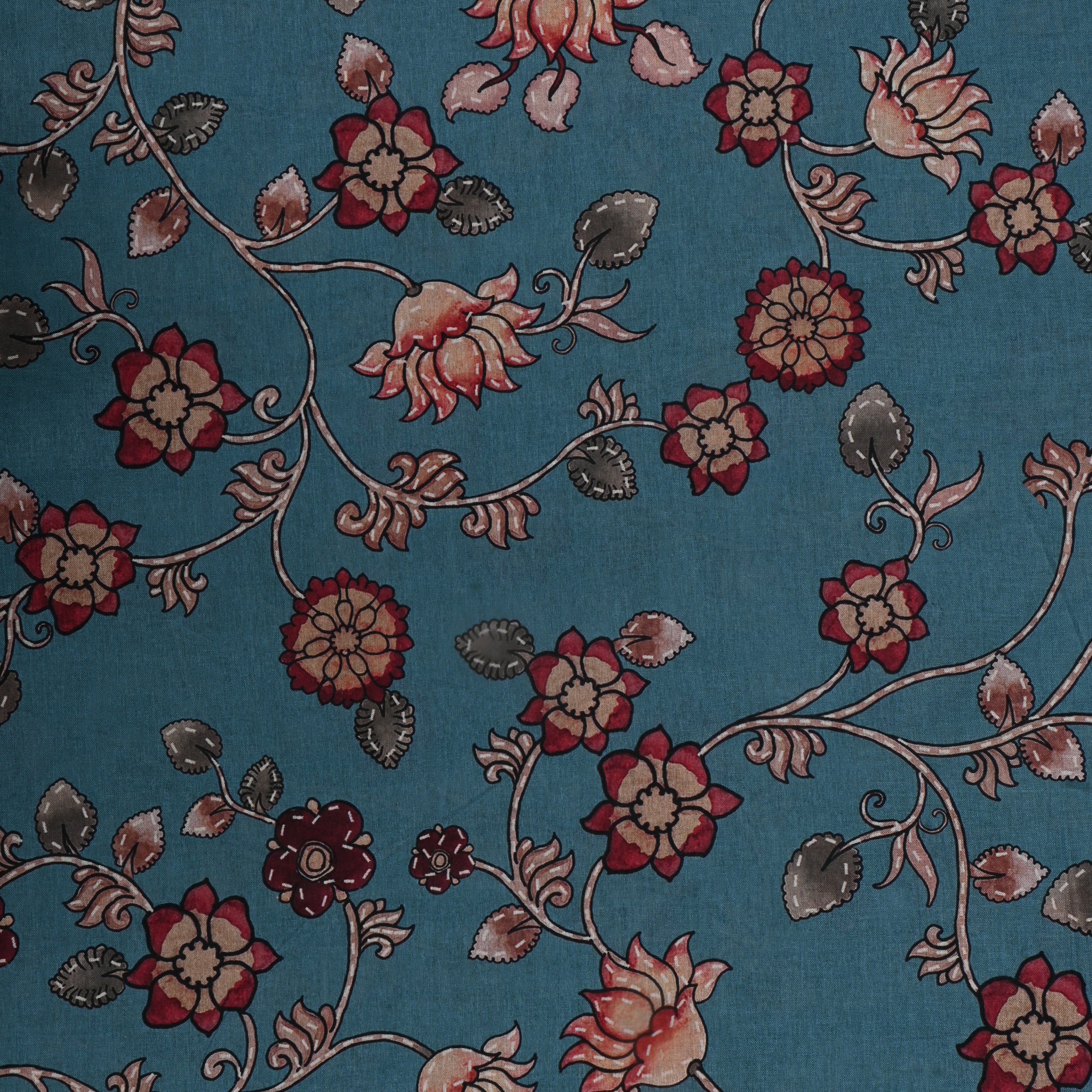 Baby Blue Jamawar Silk Fabric With Digital Print