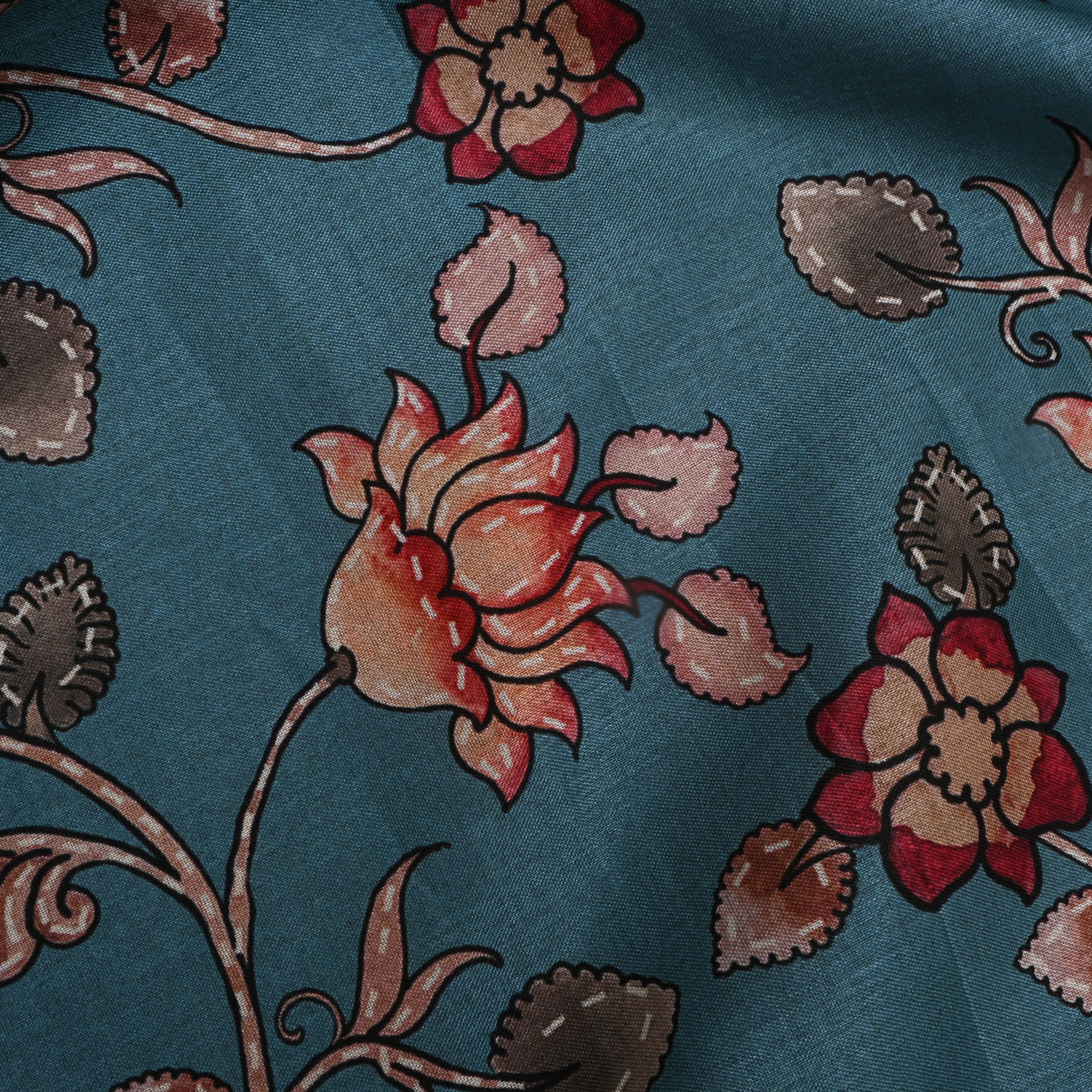 Baby Blue Jamawar Silk Fabric With Digital Print