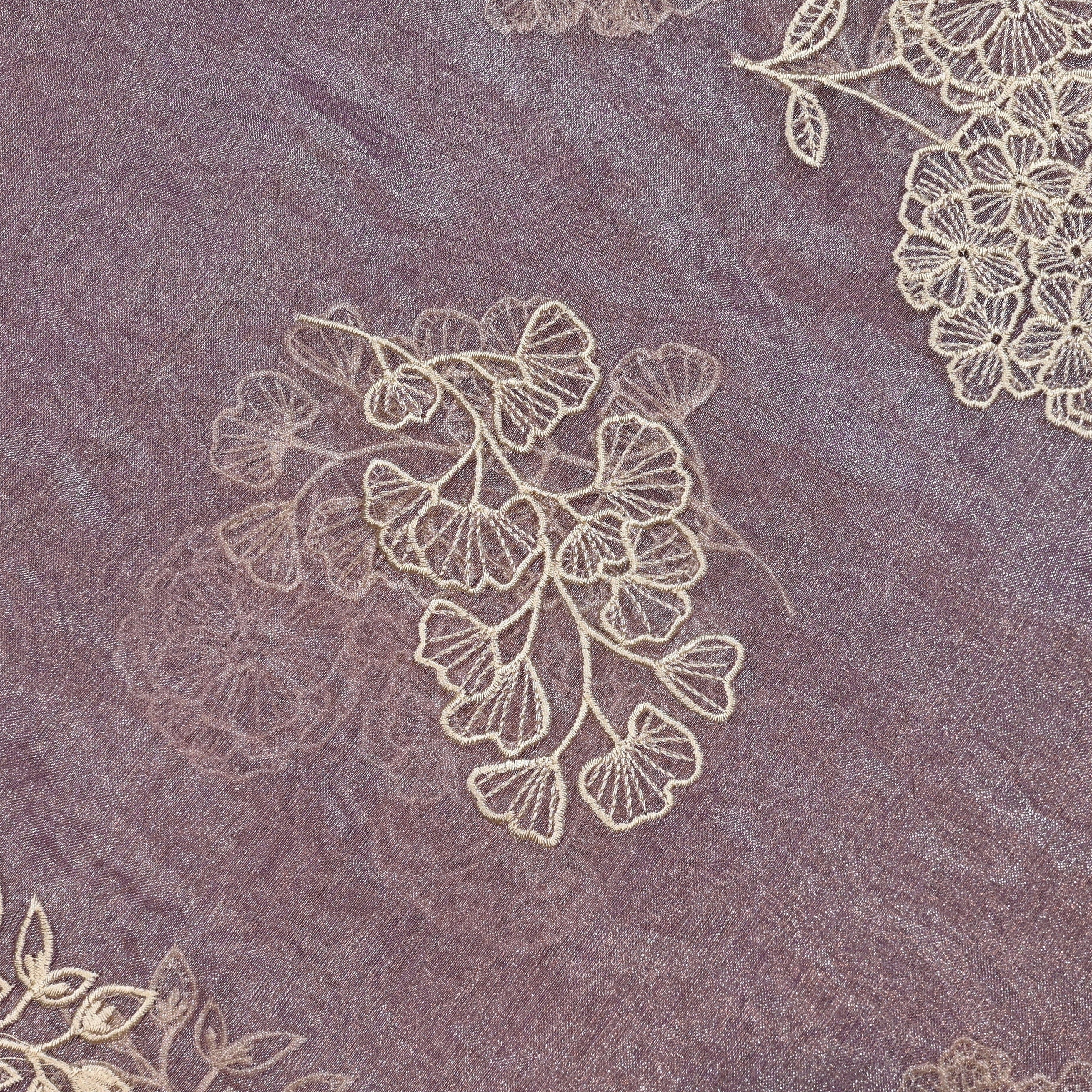 Mountbatten Pink Organza Fabric With Embroidery