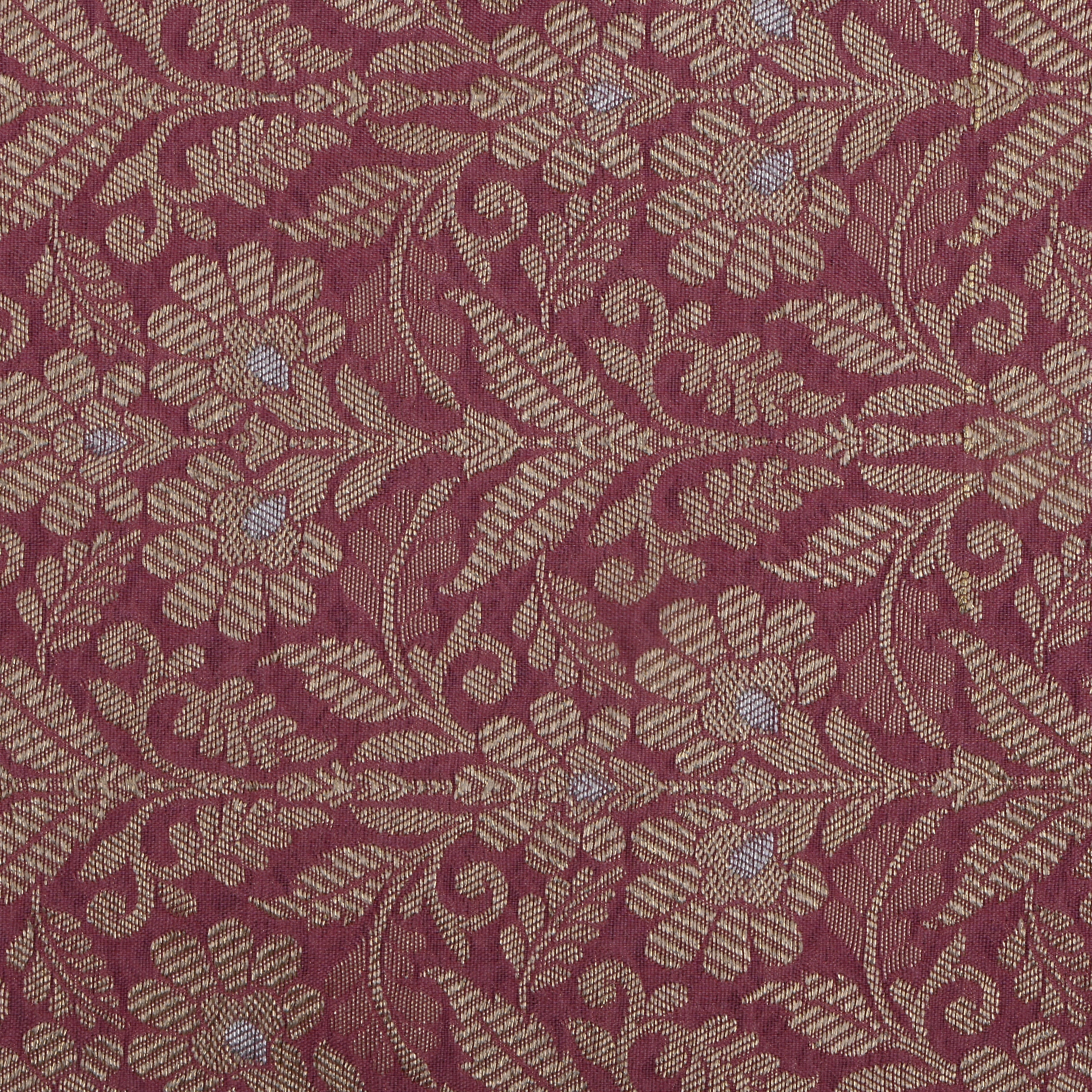 Flamingo Pink Jamawar Silk With Floral Zari Weaving