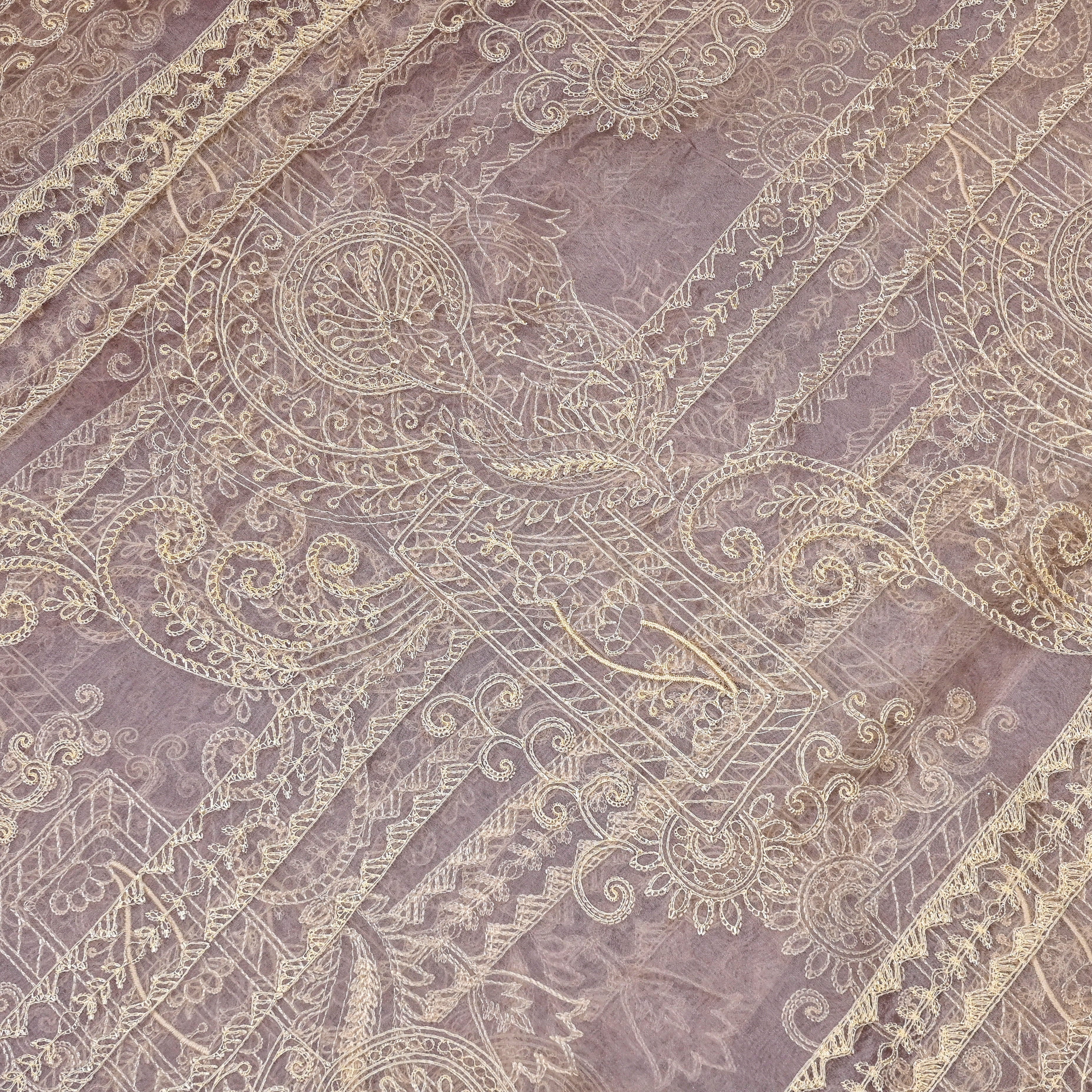 Lilly Purple Organza Fabric With Embroidery