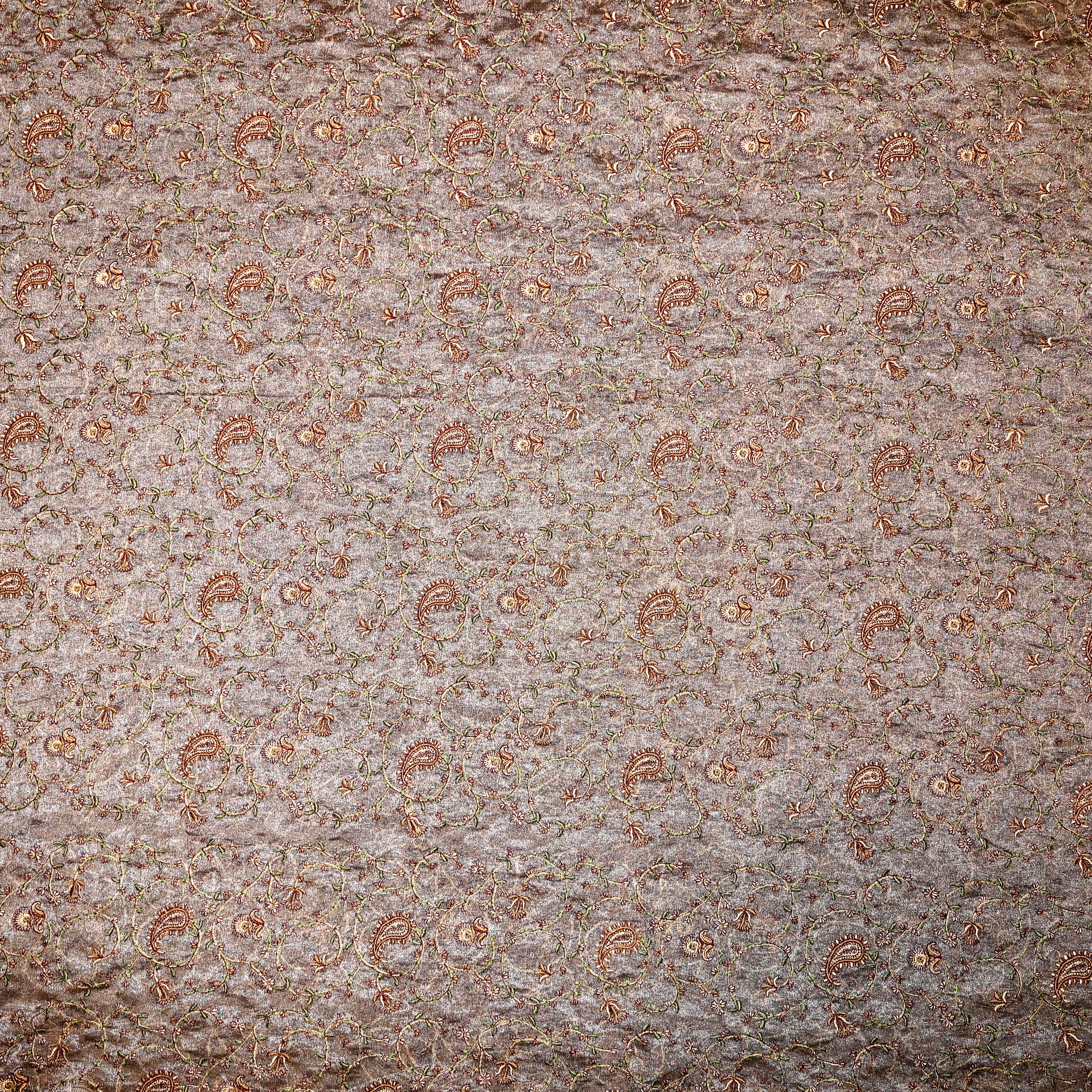 Light Brown Tissue Fabric With Embroidery