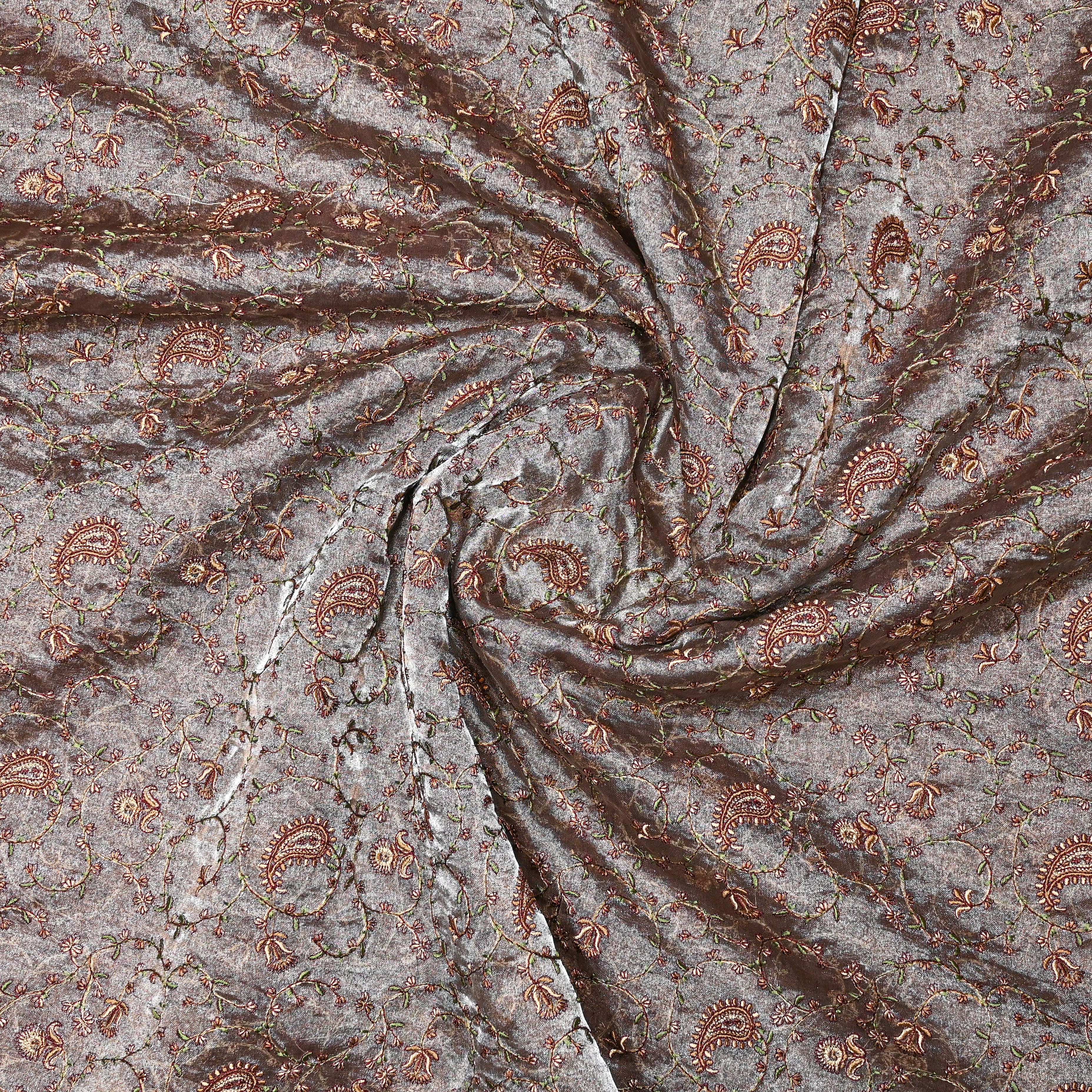 Light Brown Tissue Fabric With Embroidery