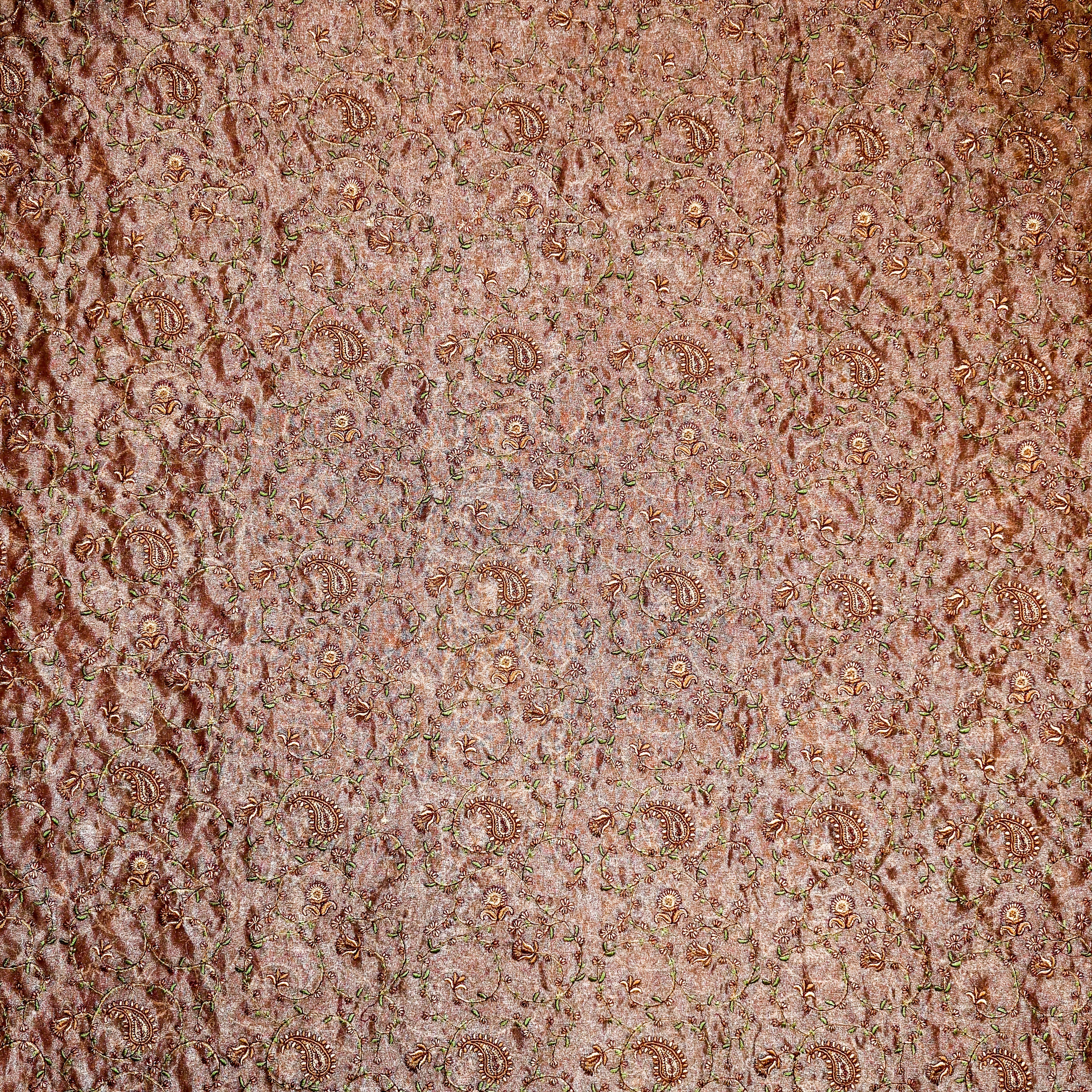 Tawny Brown Tissue Organza Fabric With Embroidery