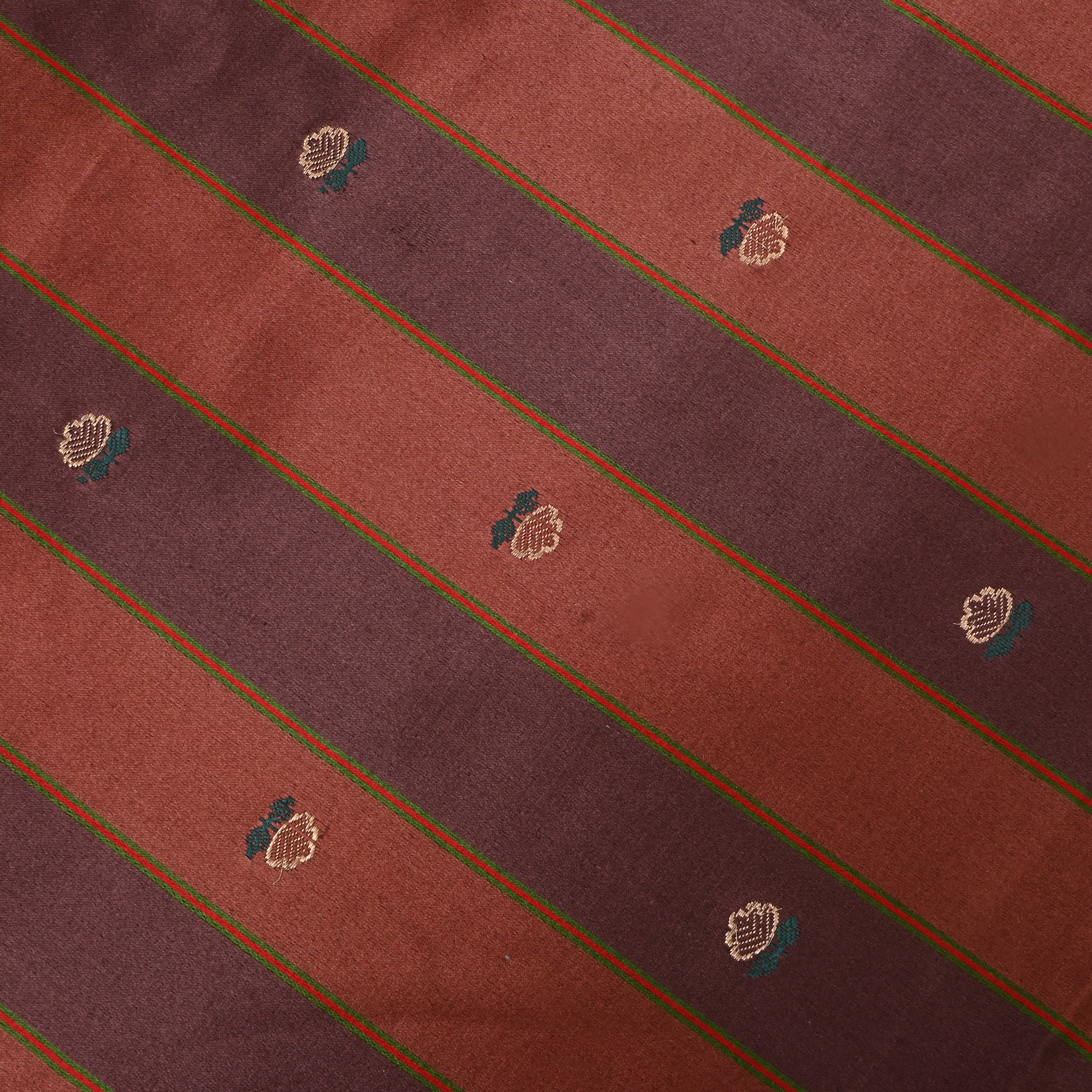 Brown Shaded Jamawar Satin Fabric With Stripes