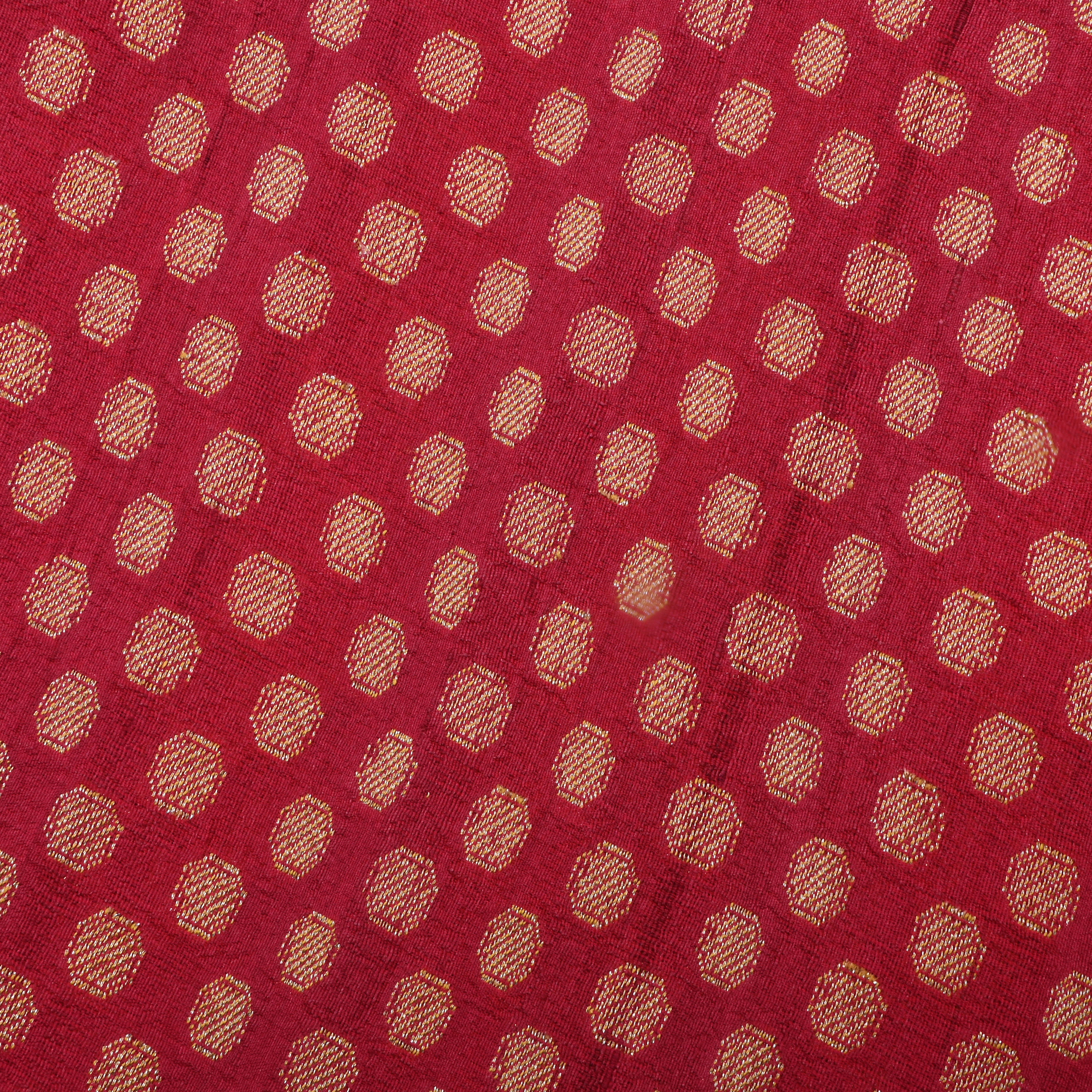 Red Tussar Fabric With Pattern