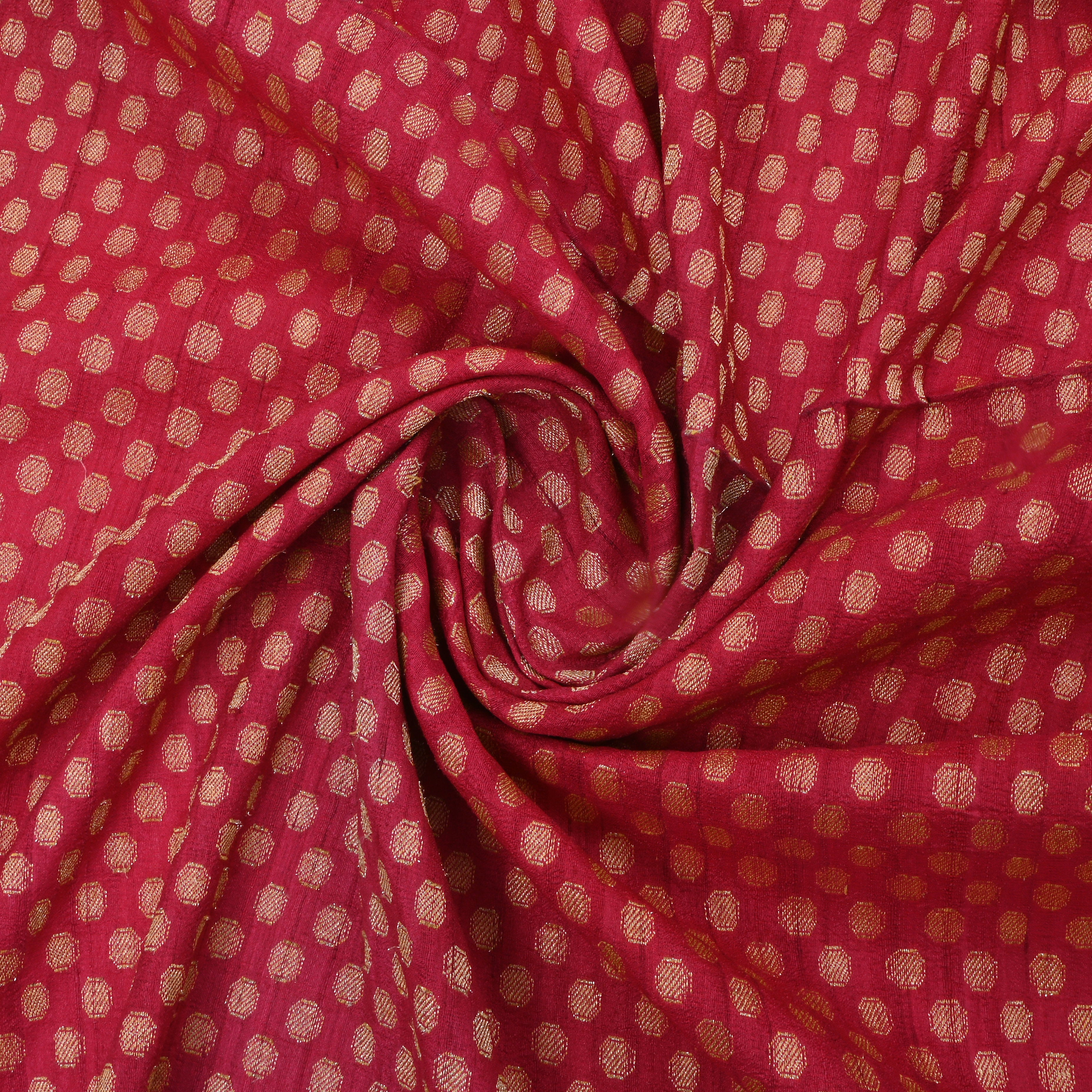 Red Tussar Fabric With Pattern
